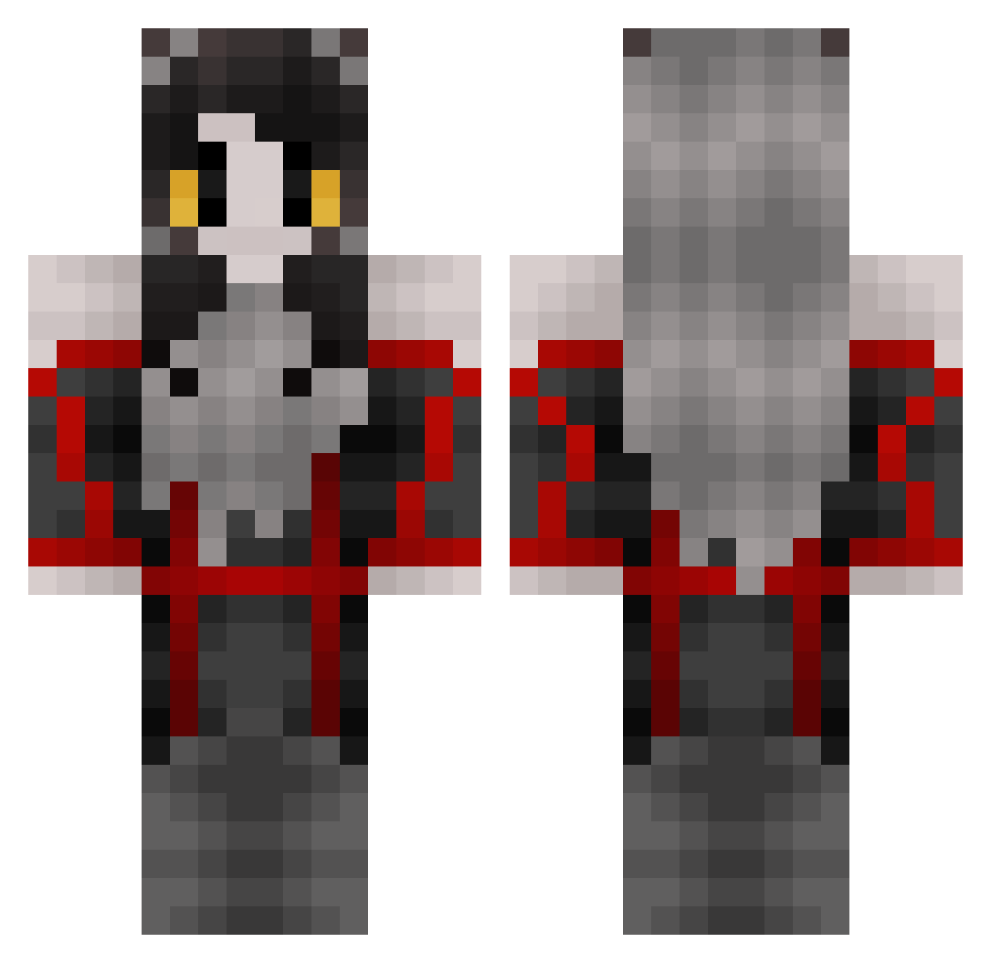 Sufferer Minecraft skin, front and back view