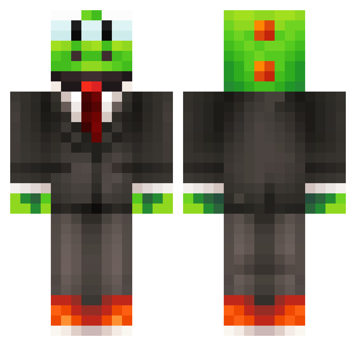 PlutosRings Minecraft skin, front and back view