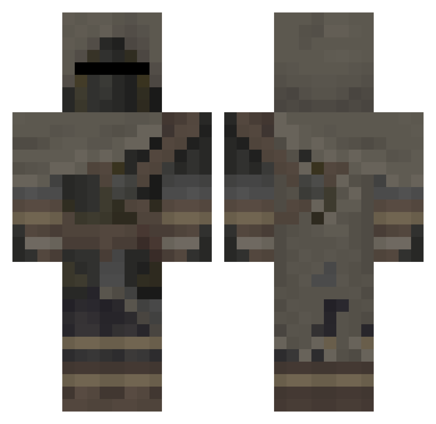 Jaffaflake Minecraft skin, front and back view