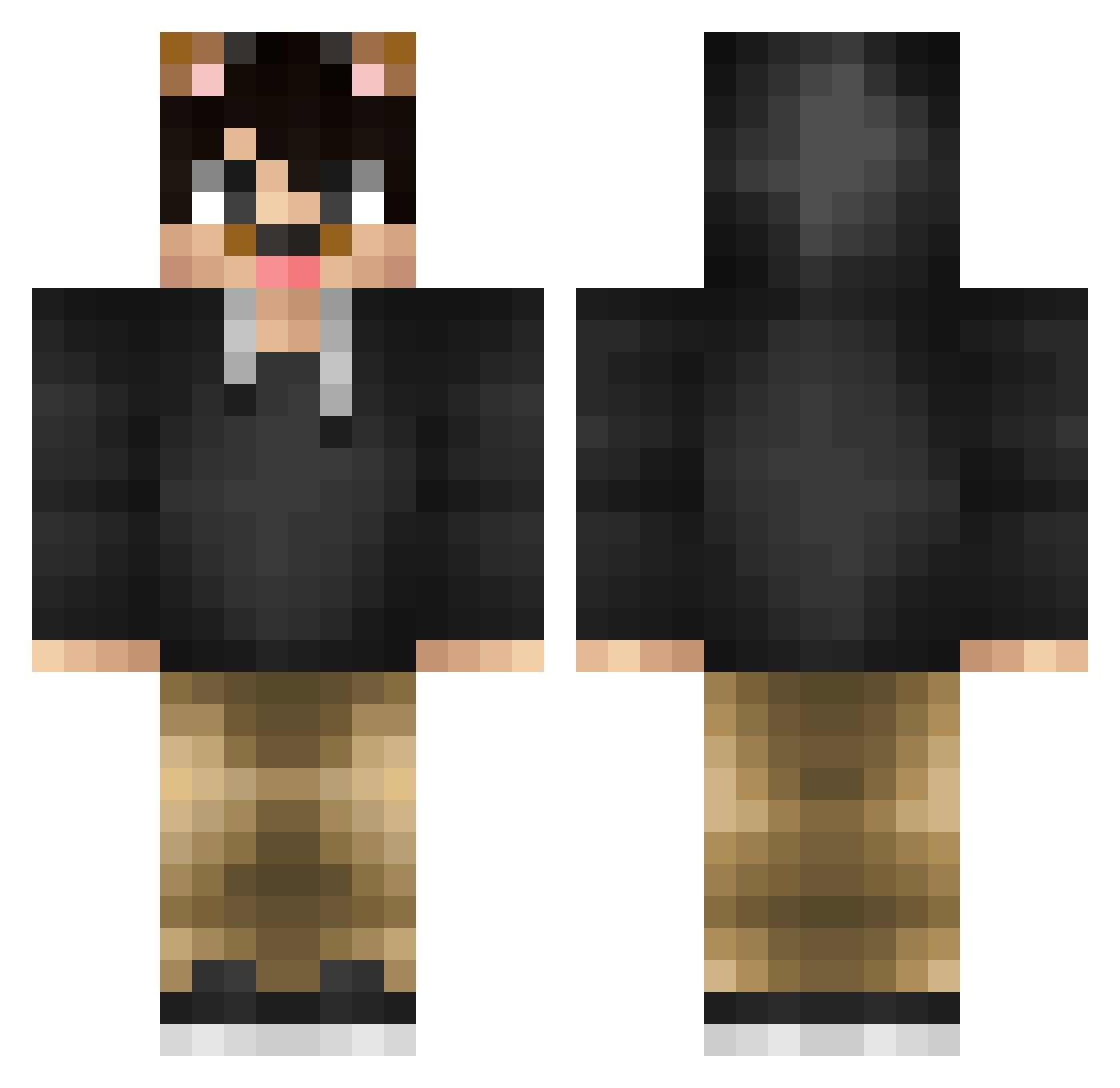 FireFreak Minecraft skin, front and back view