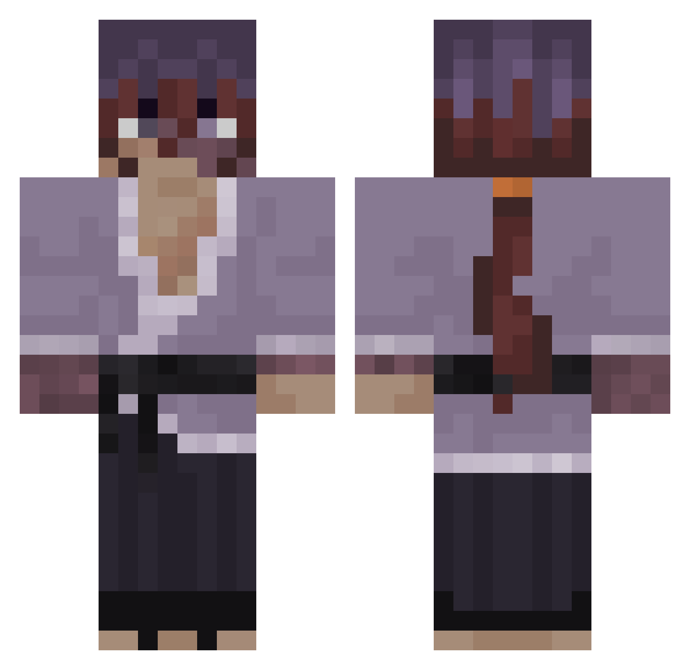 ParcevaI Minecraft skin, front and back view