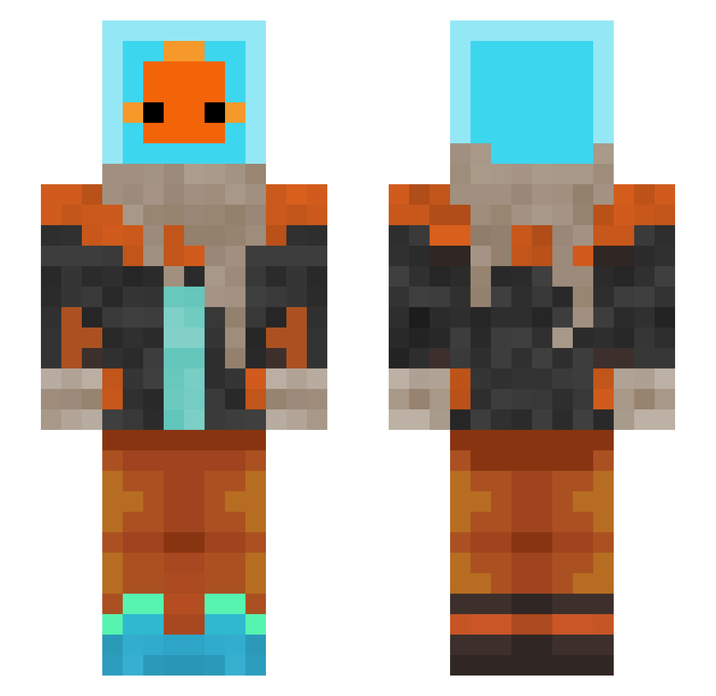 Rijez Minecraft skin, front and back view