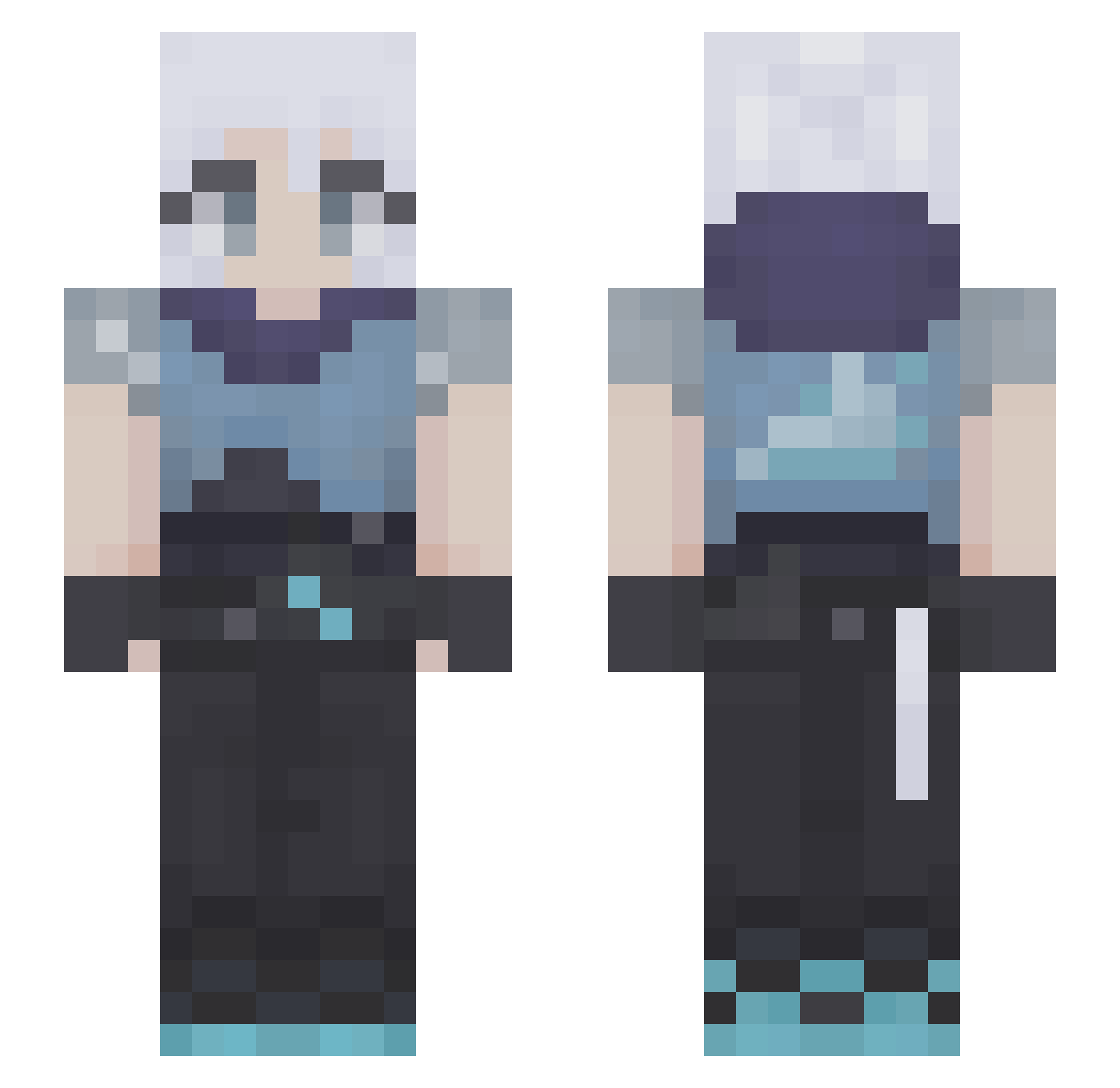 rayxfps Minecraft skin, front and back view
