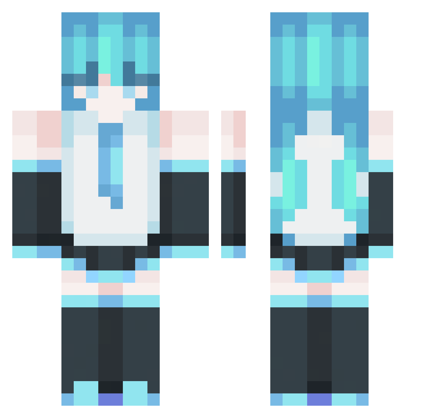 Destix0 Minecraft skin, front and back view