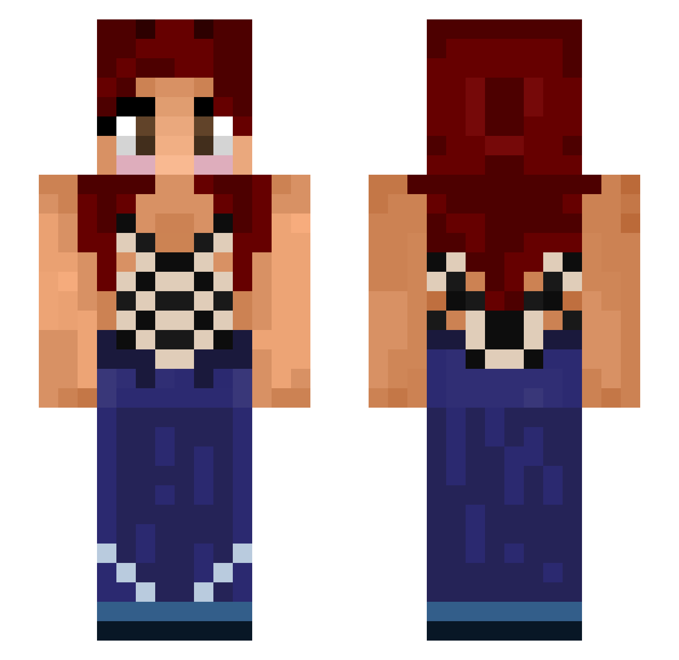 LunaticaLuna Minecraft skin, front and back view