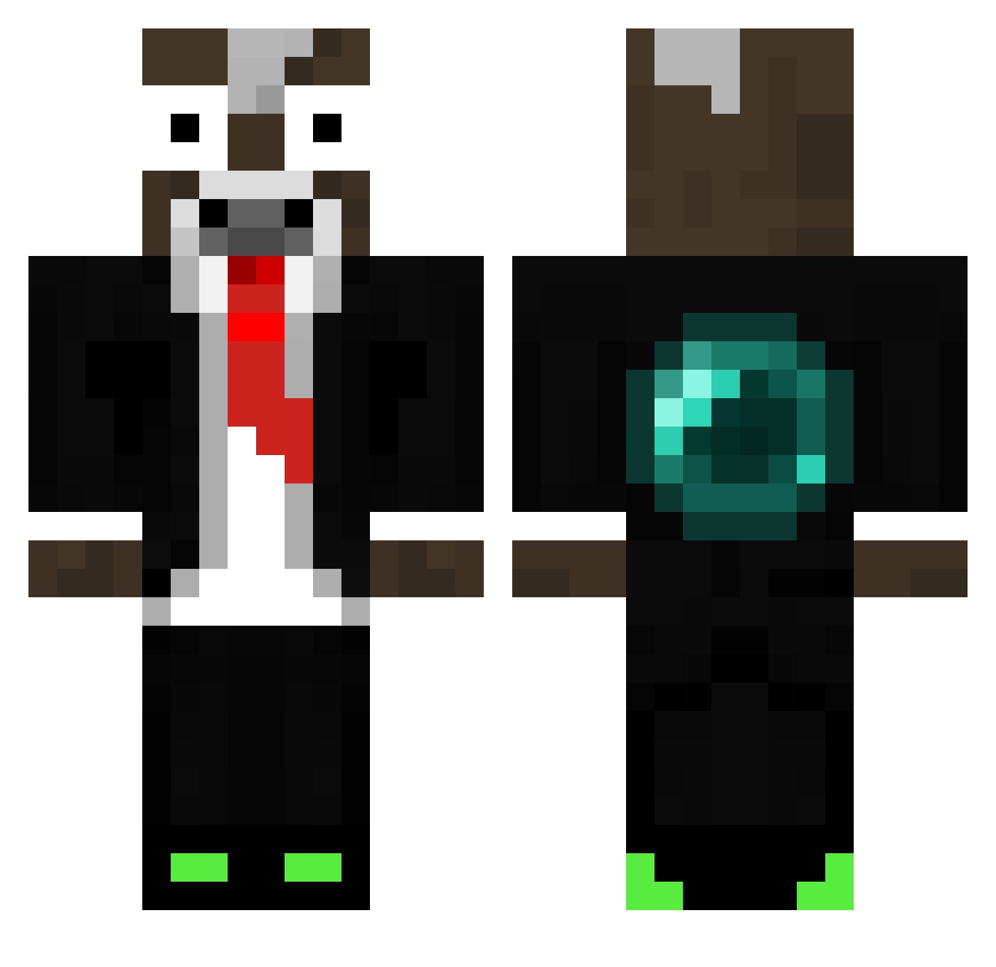 Rocomas Minecraft skin, front and back view