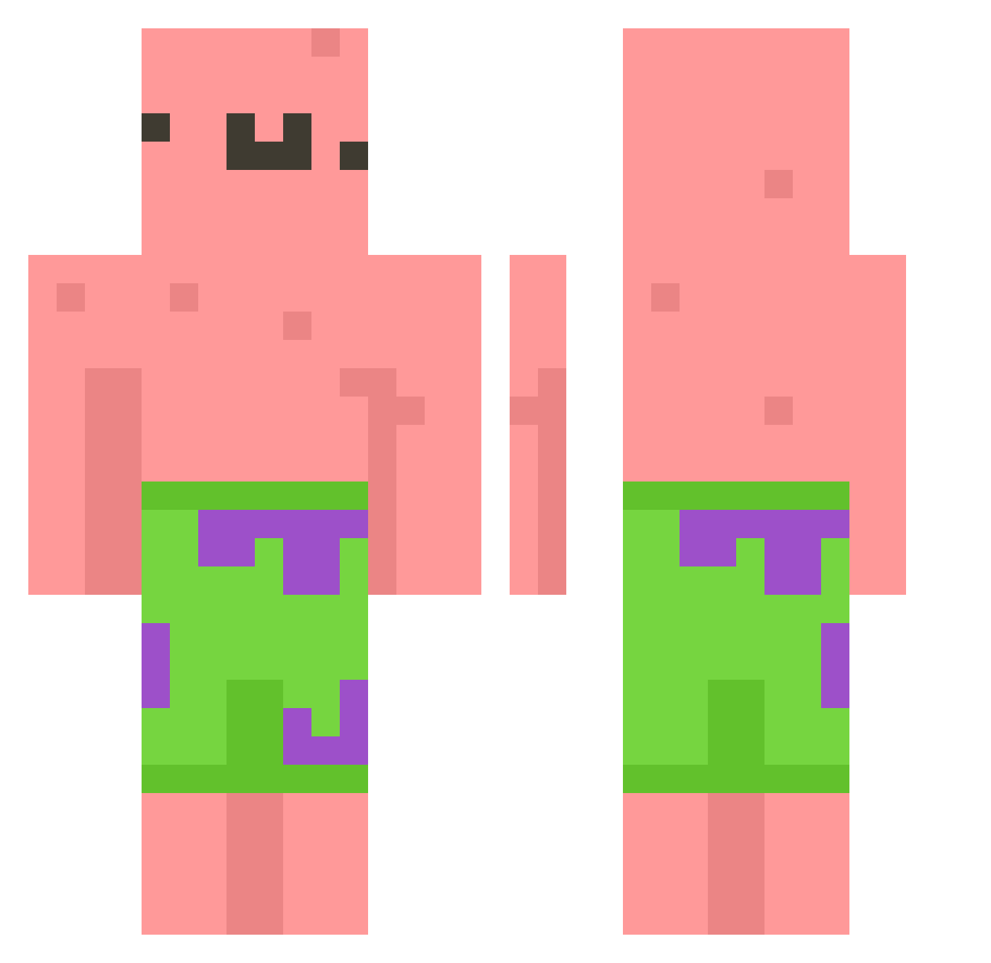 PlungedClaw759 Minecraft skin, front and back view