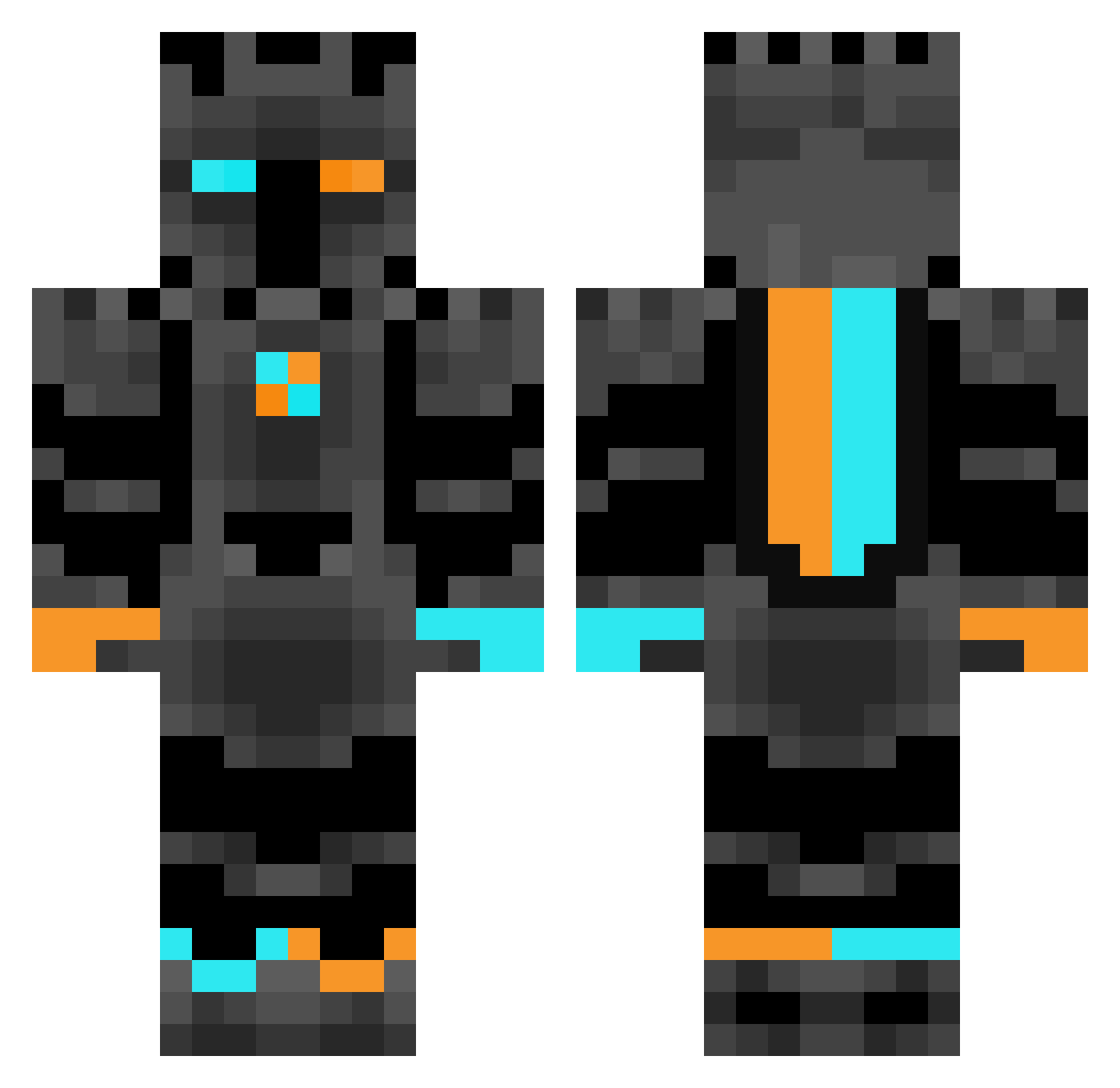 Ziemboss Minecraft skin, front and back view