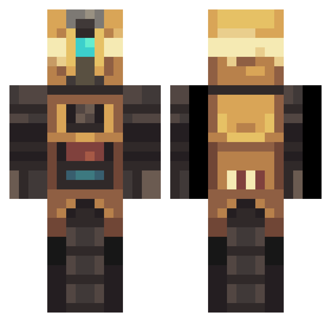 hvaluna Minecraft skin, front and back view