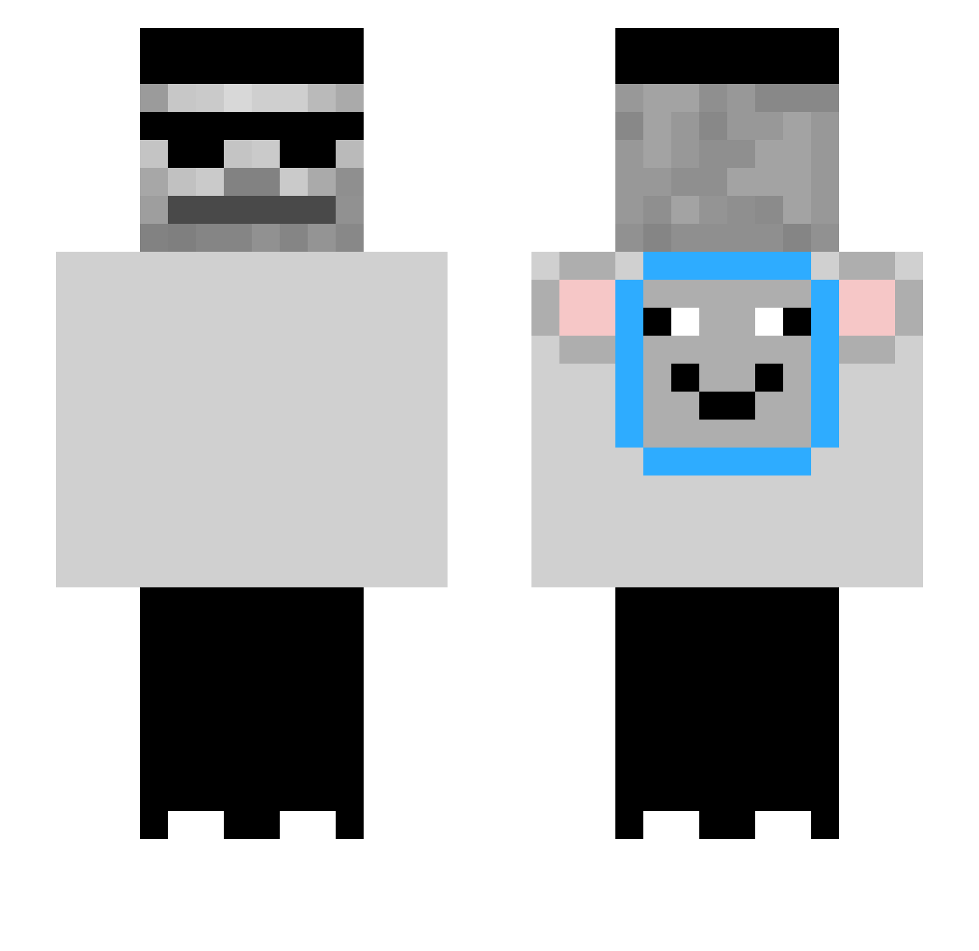 10KH Minecraft skin, front and back view