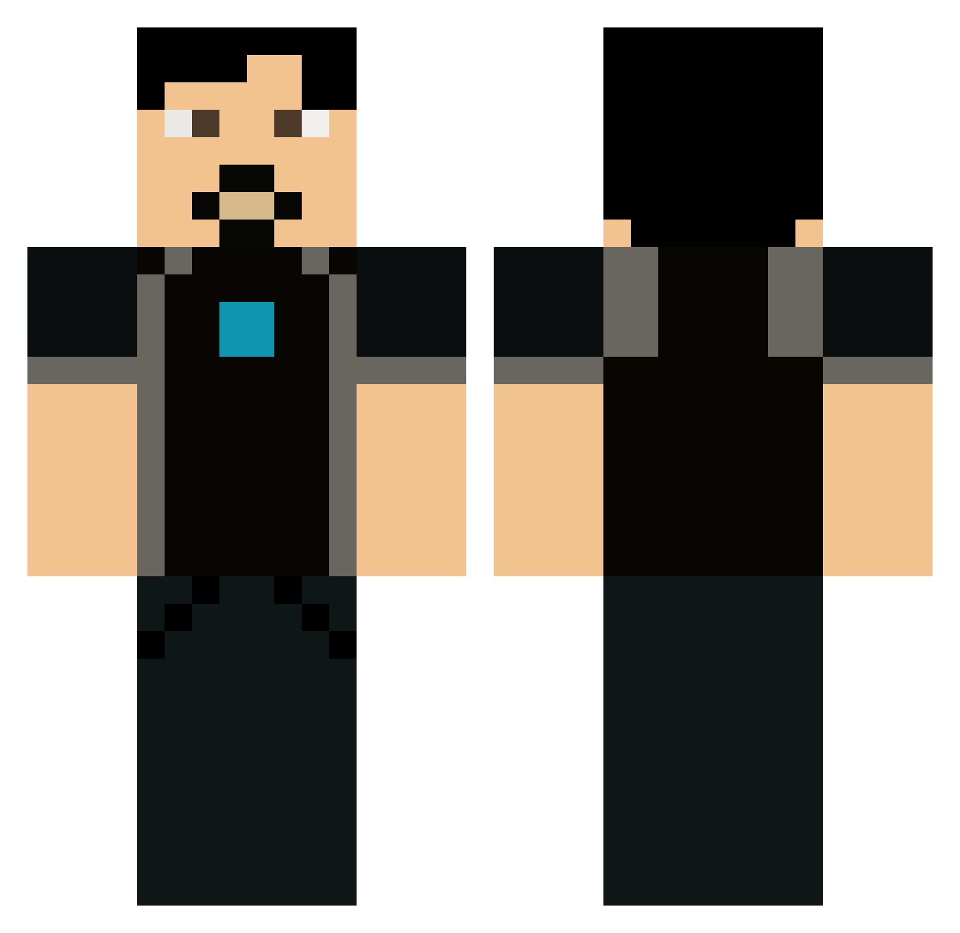 Prutah Minecraft skin, front and back view