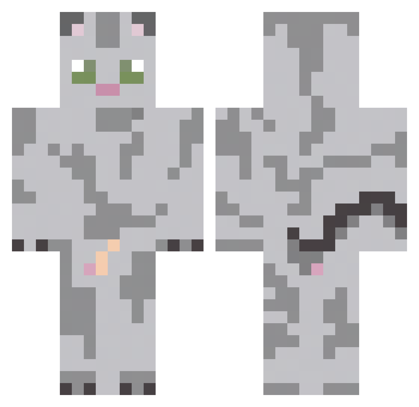DrazyMC Minecraft skin, front and back view