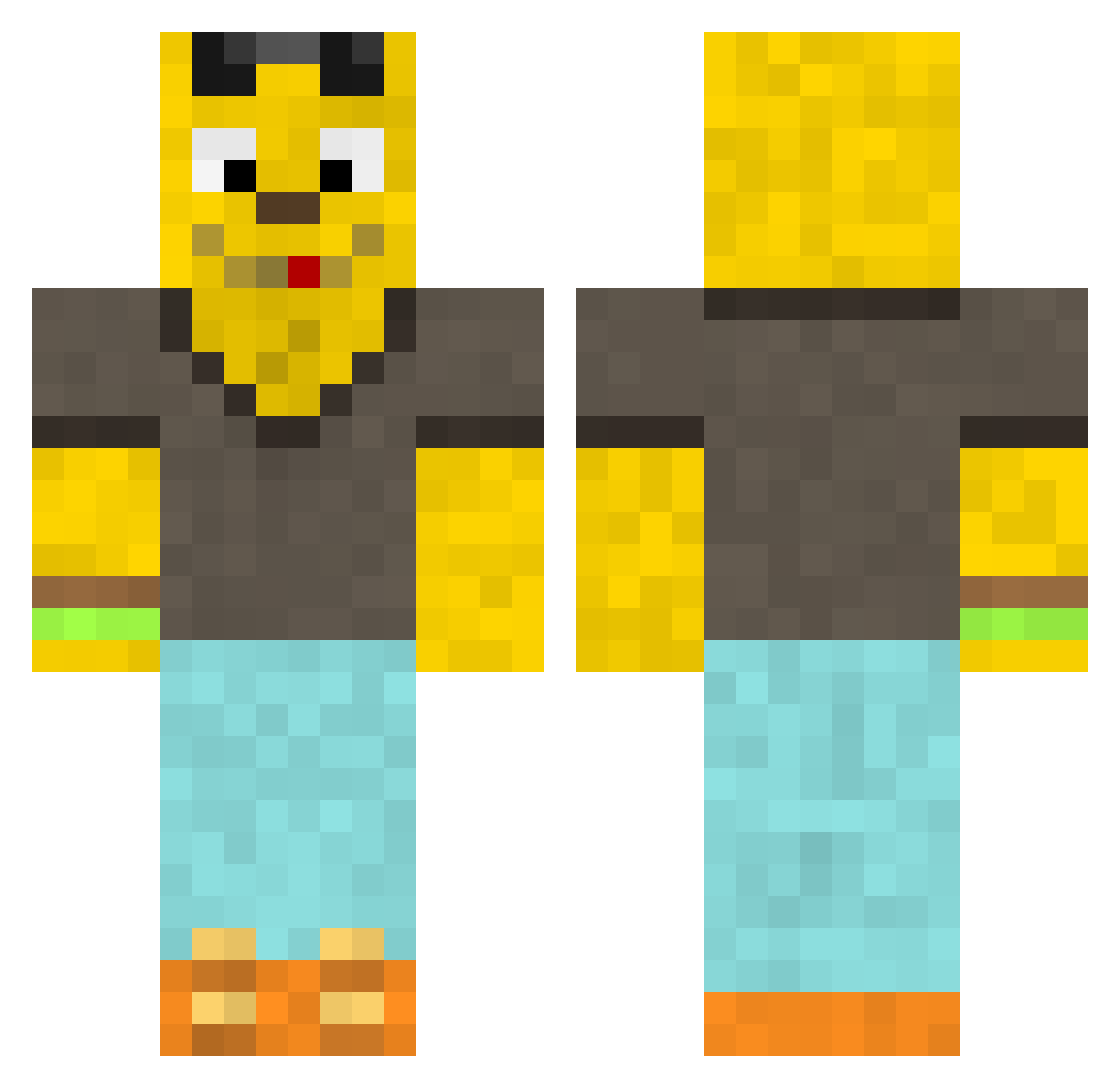 BBvirtualbot Minecraft skin, front and back view