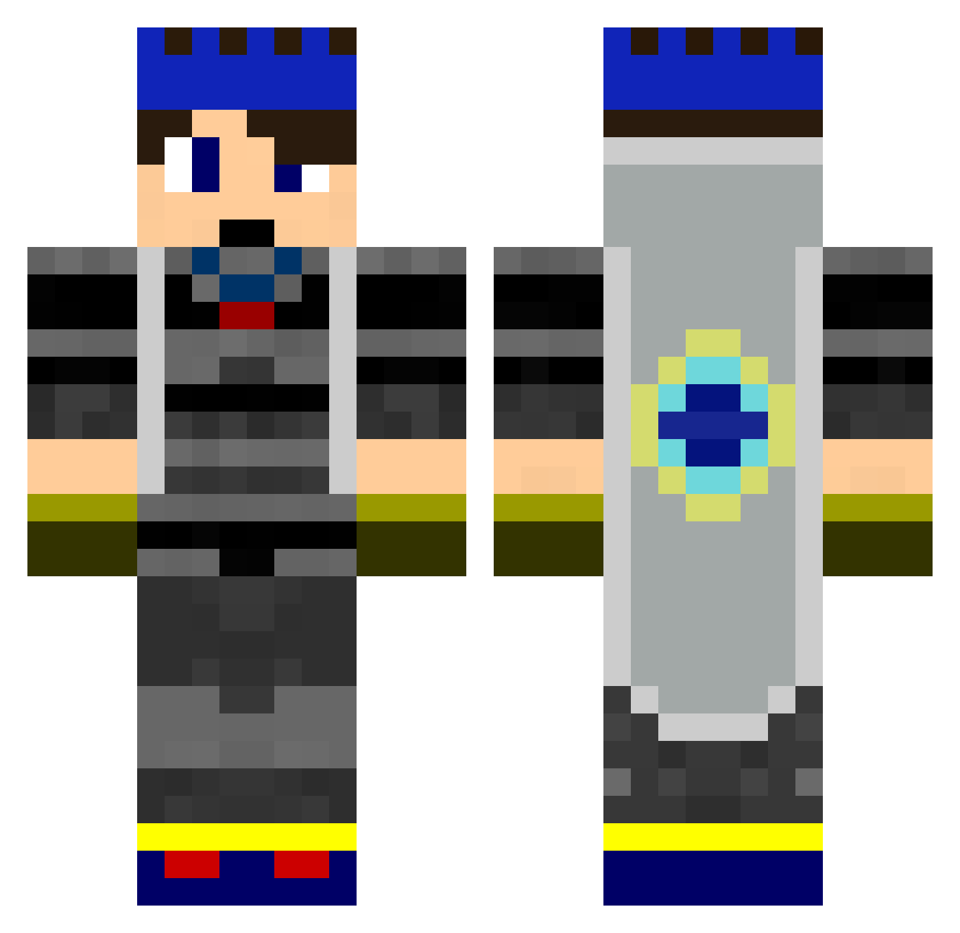 RoughDraft Minecraft skin, front and back view