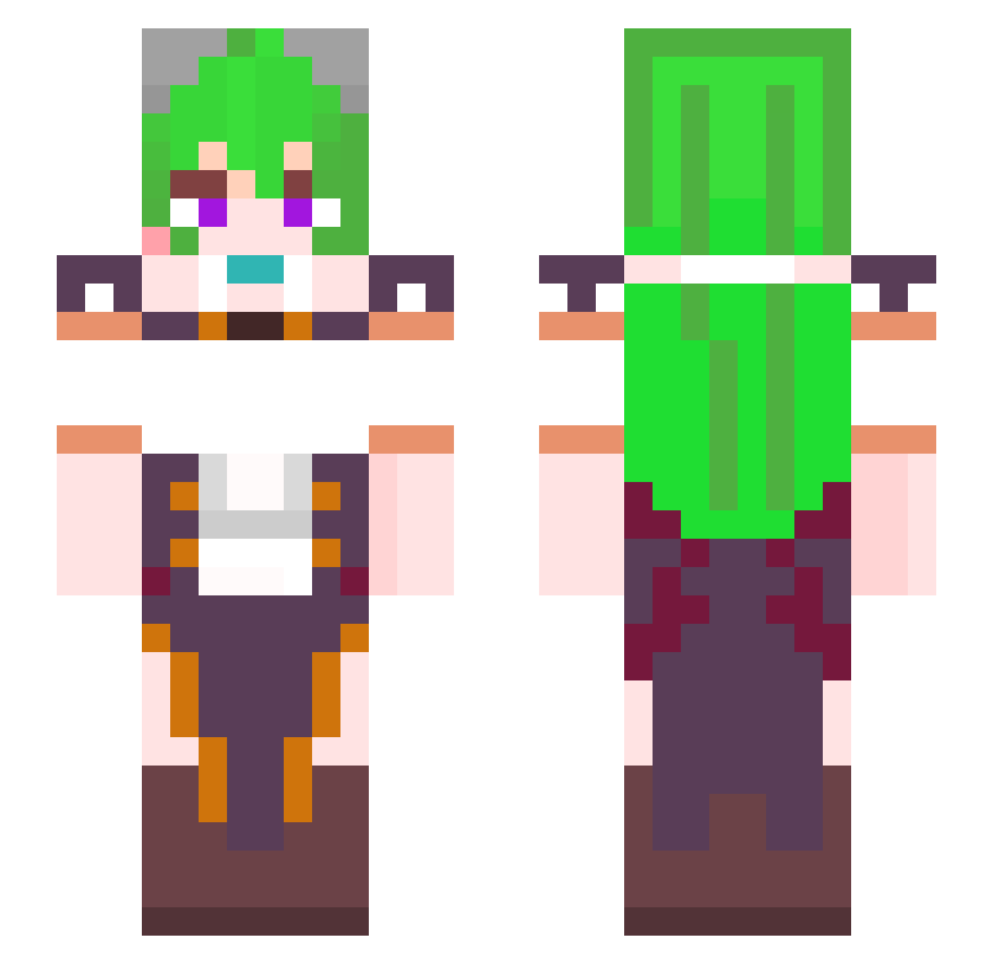 KinacoHinata Minecraft skin, front and back view