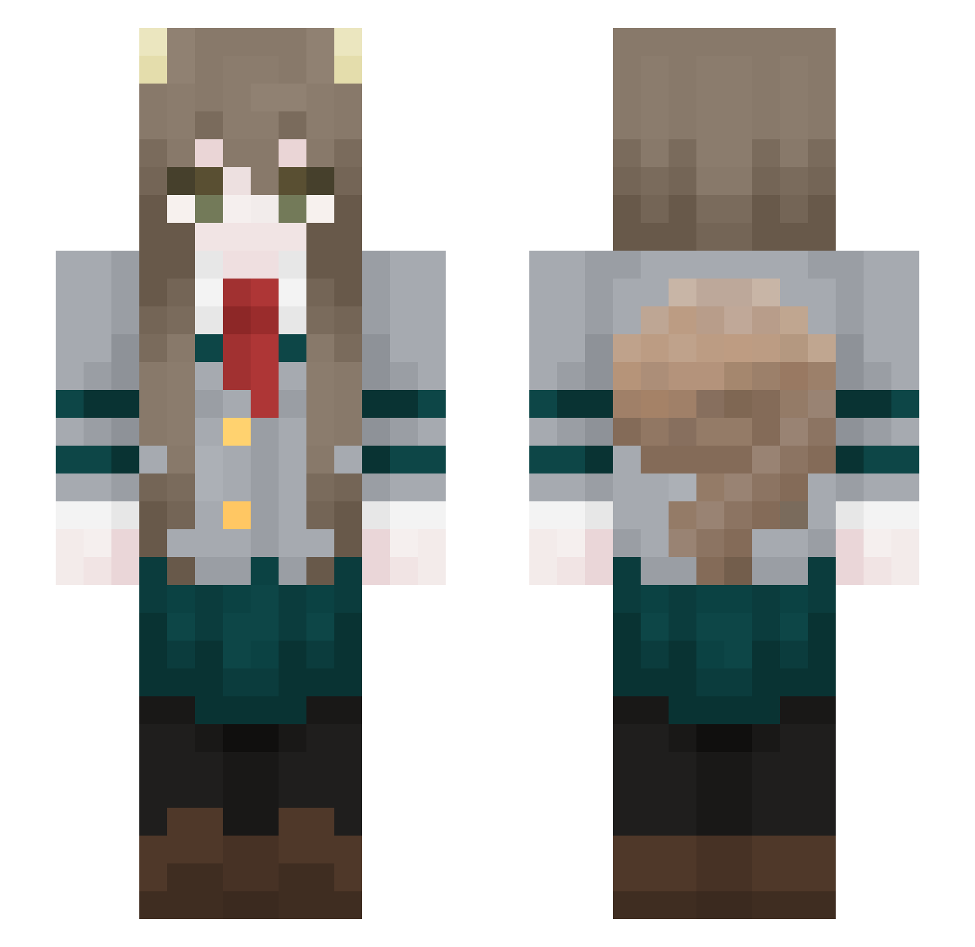 PrincessPinecone Minecraft skin, front and back view