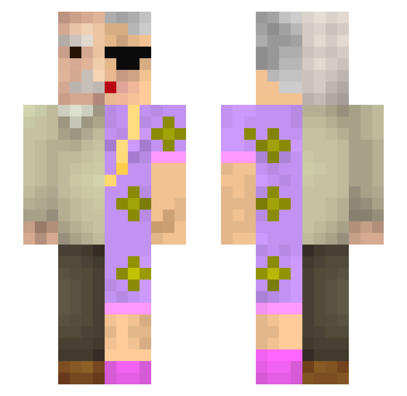 sarufile Minecraft skin, front and back view