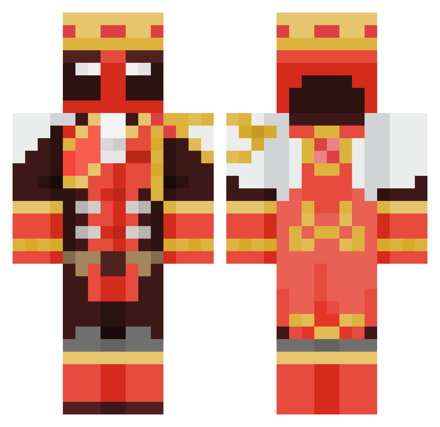 Indomation Minecraft skin, front and back view