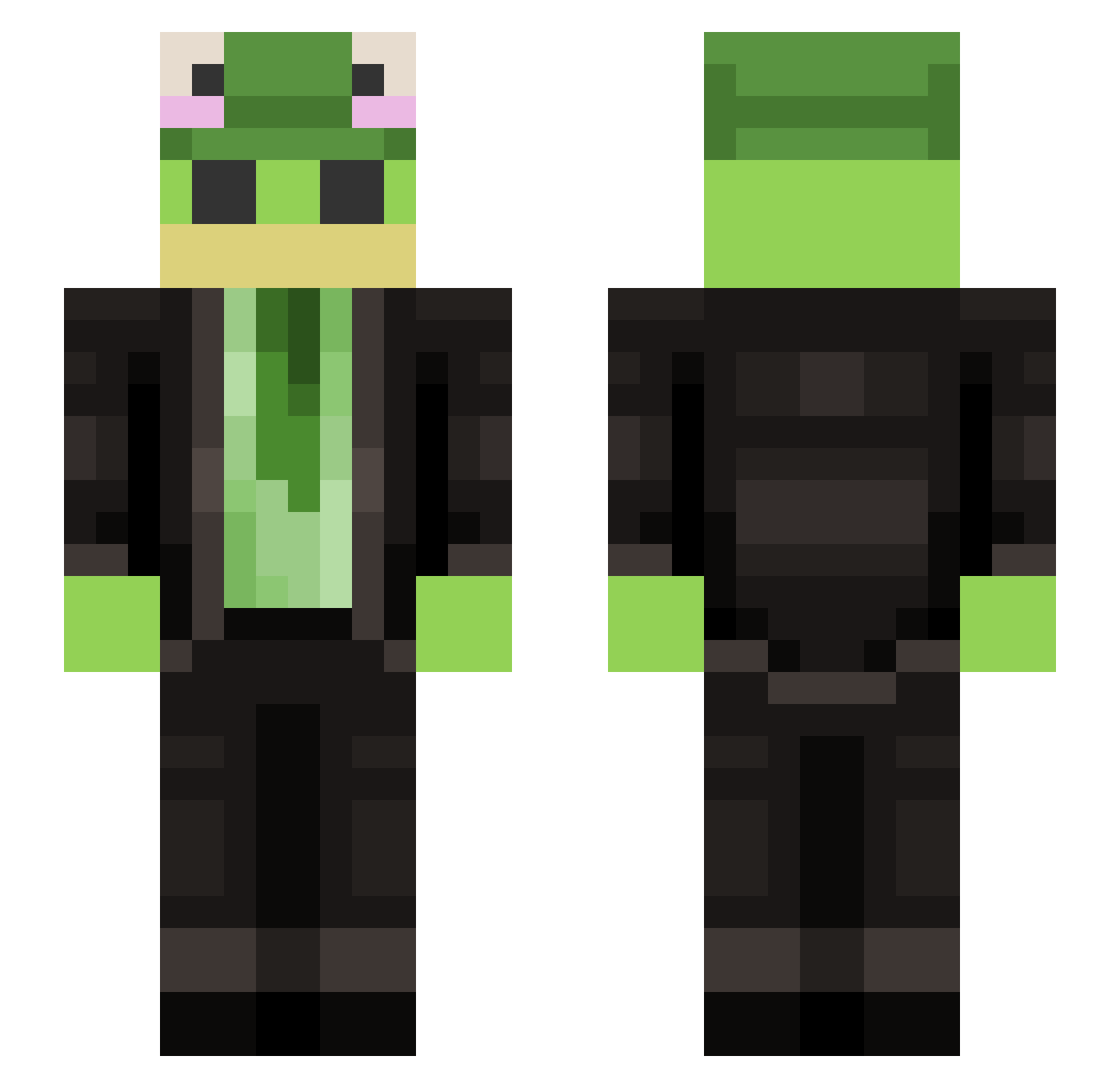 tatku Minecraft skin, front and back view