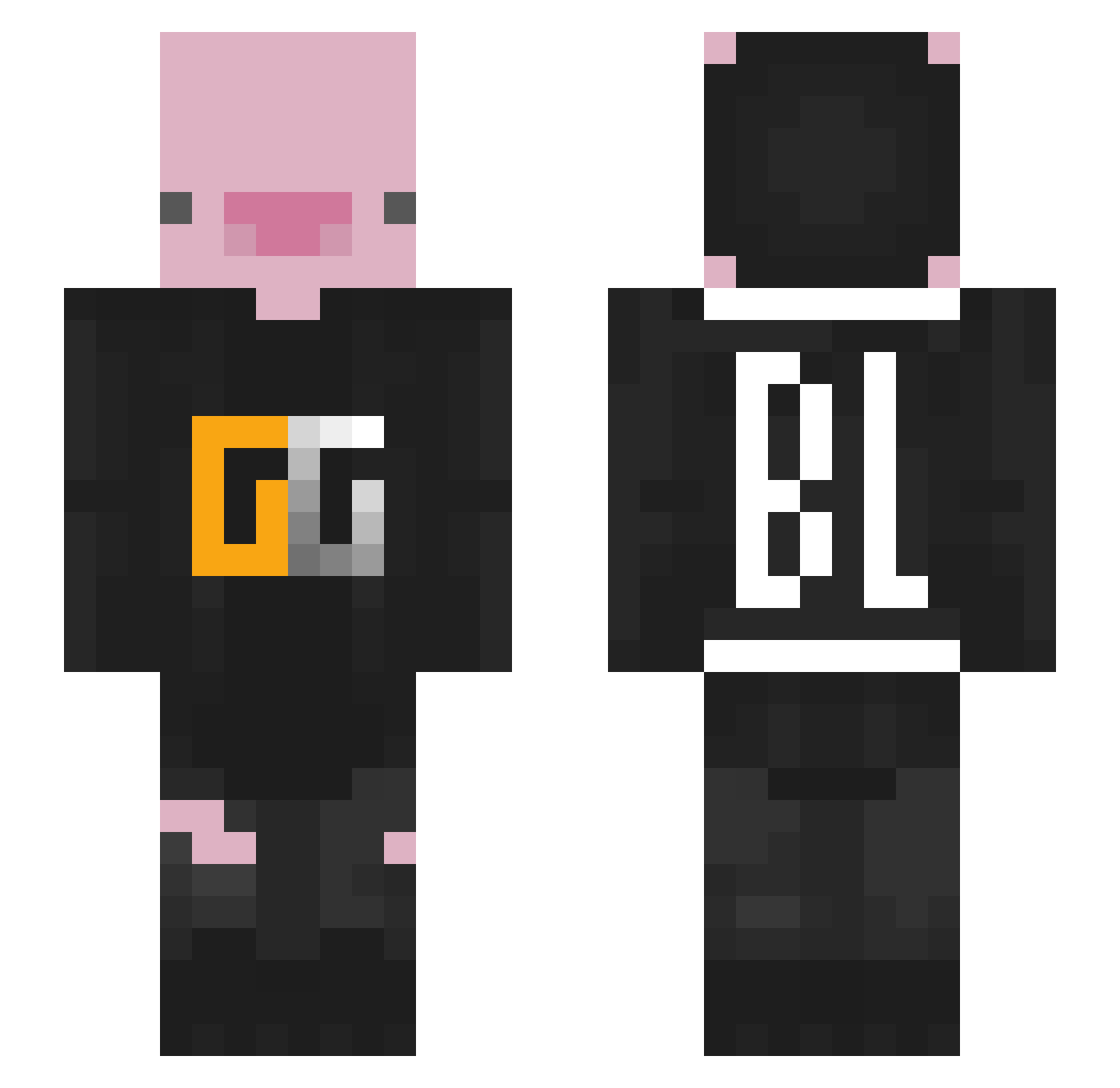 SkateGG Minecraft skin, front and back view