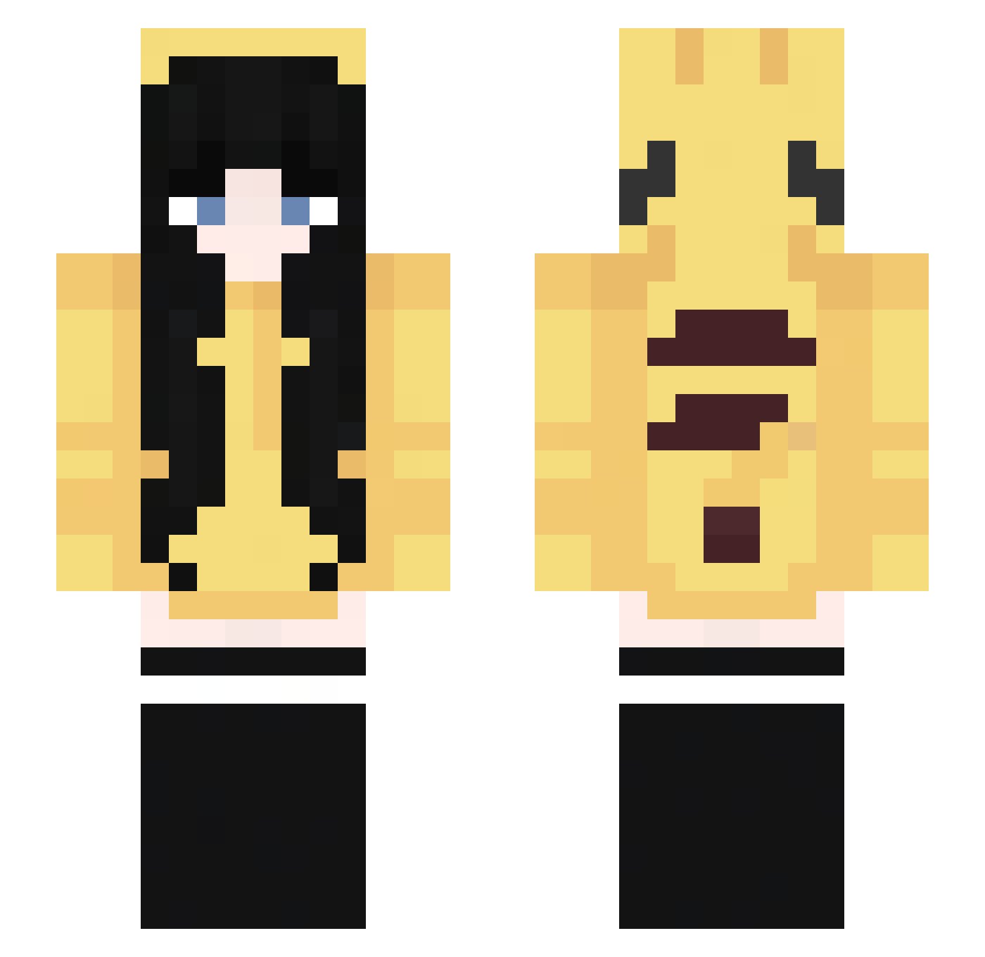 ReinPika Minecraft skin, front and back view