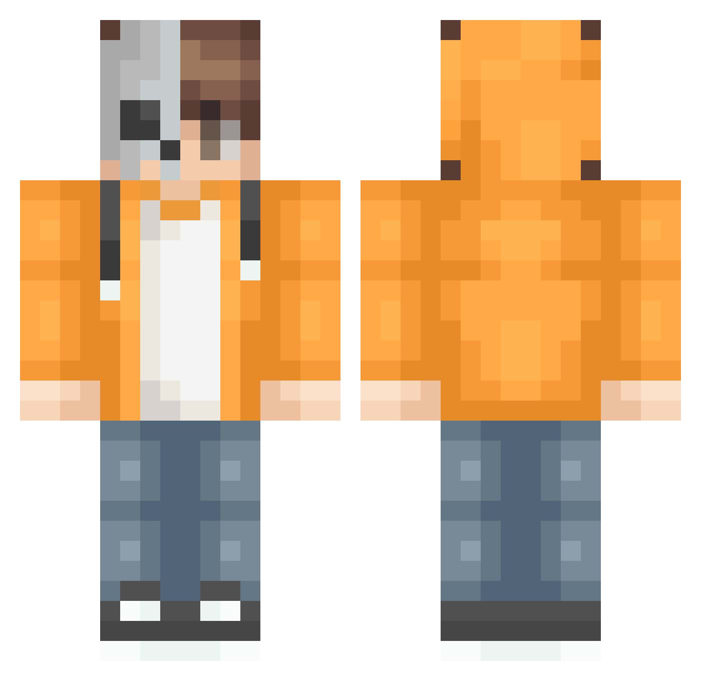 MetroStain Minecraft skin, front and back view