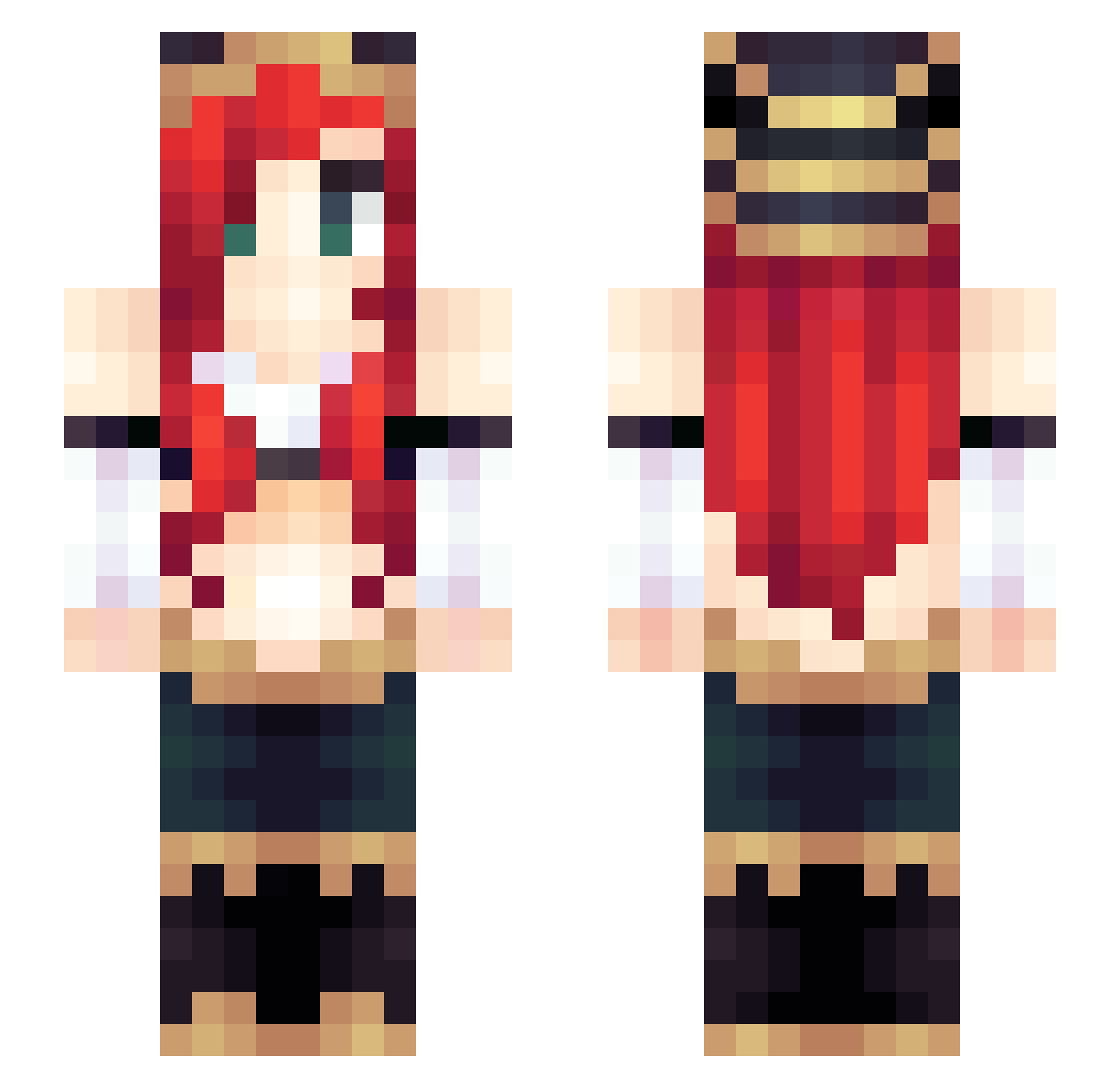 MaroonTurtle Minecraft skin, front and back view