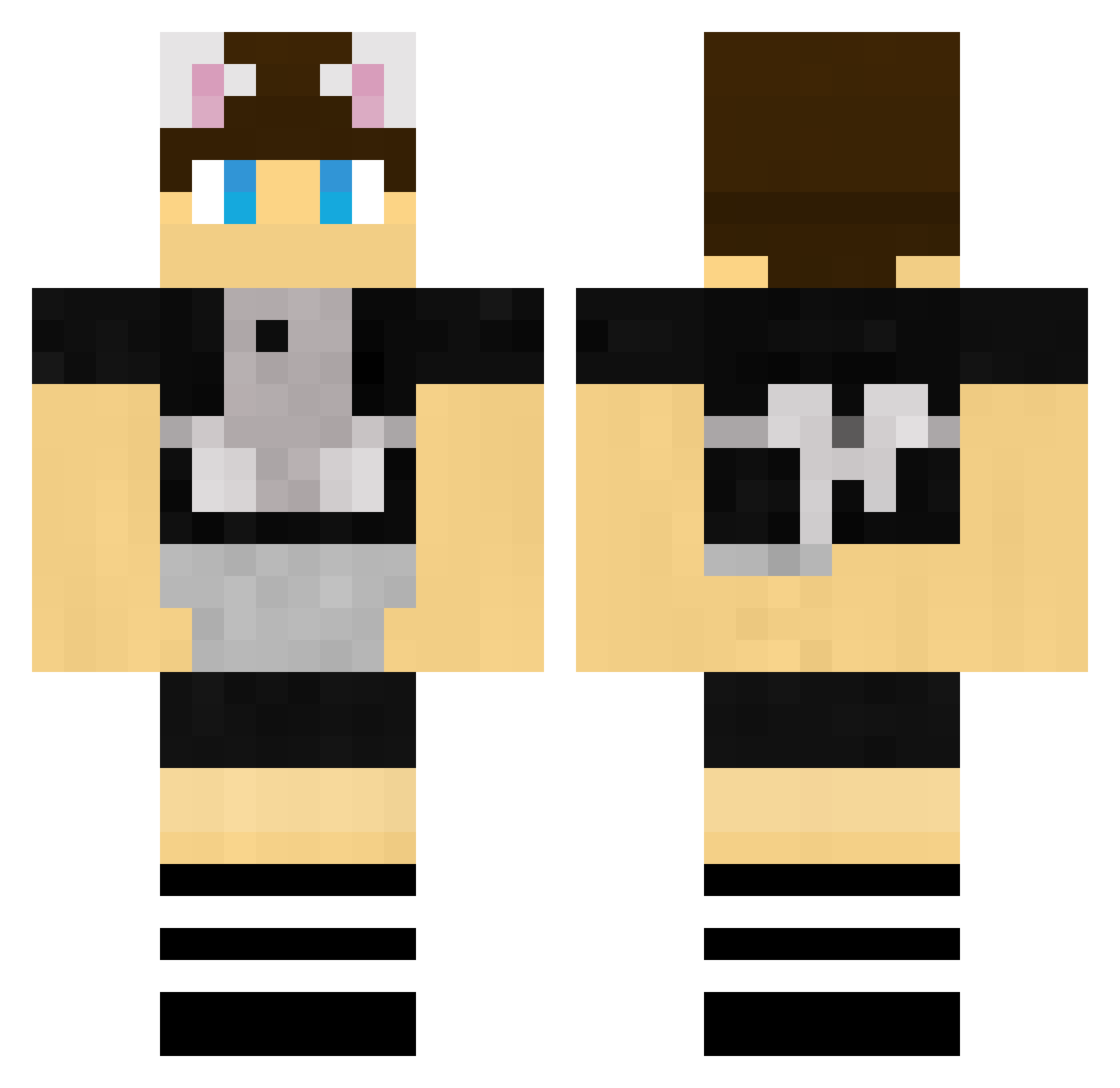 ArealeTV Minecraft skin, front and back view