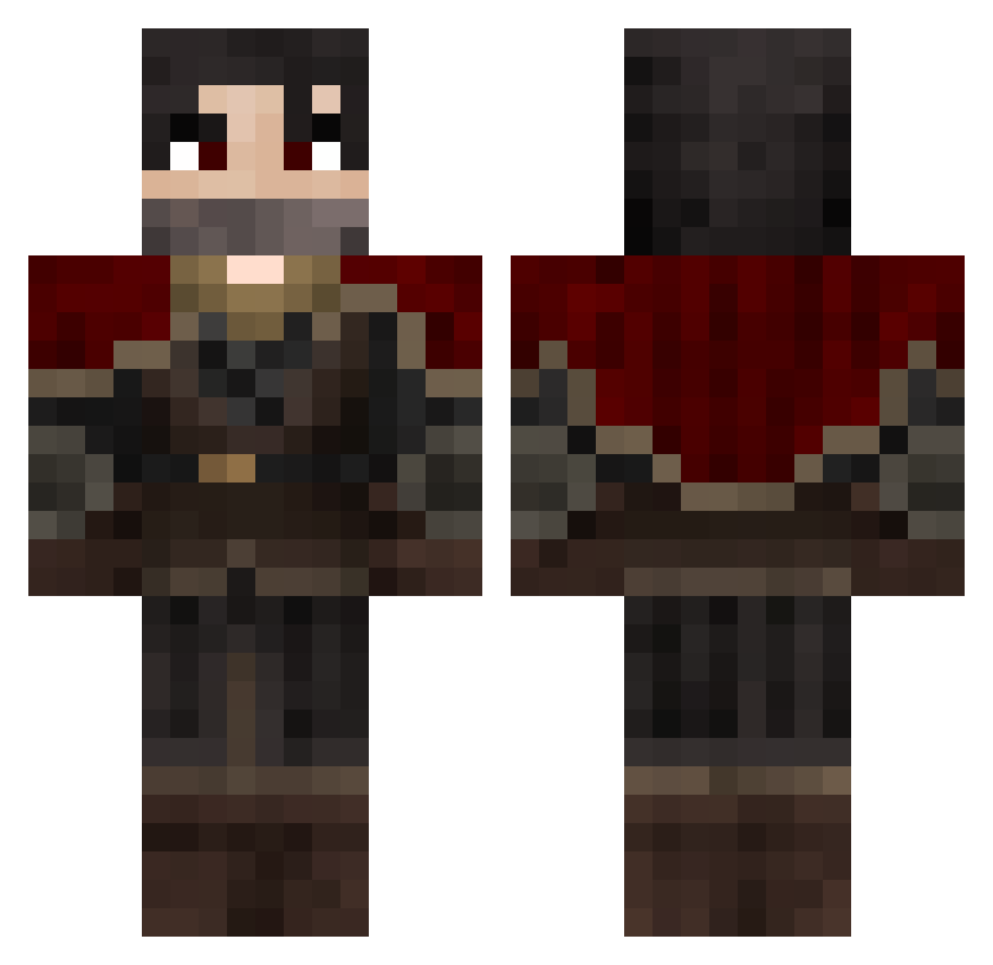 Pillow92 Minecraft skin, front and back view