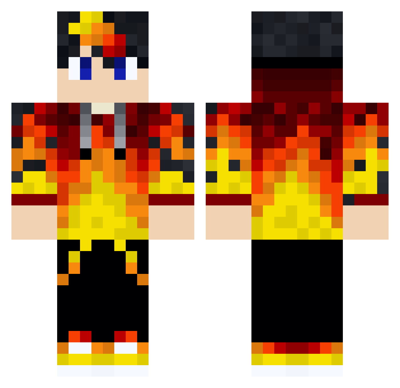firezii Minecraft skin, front and back view