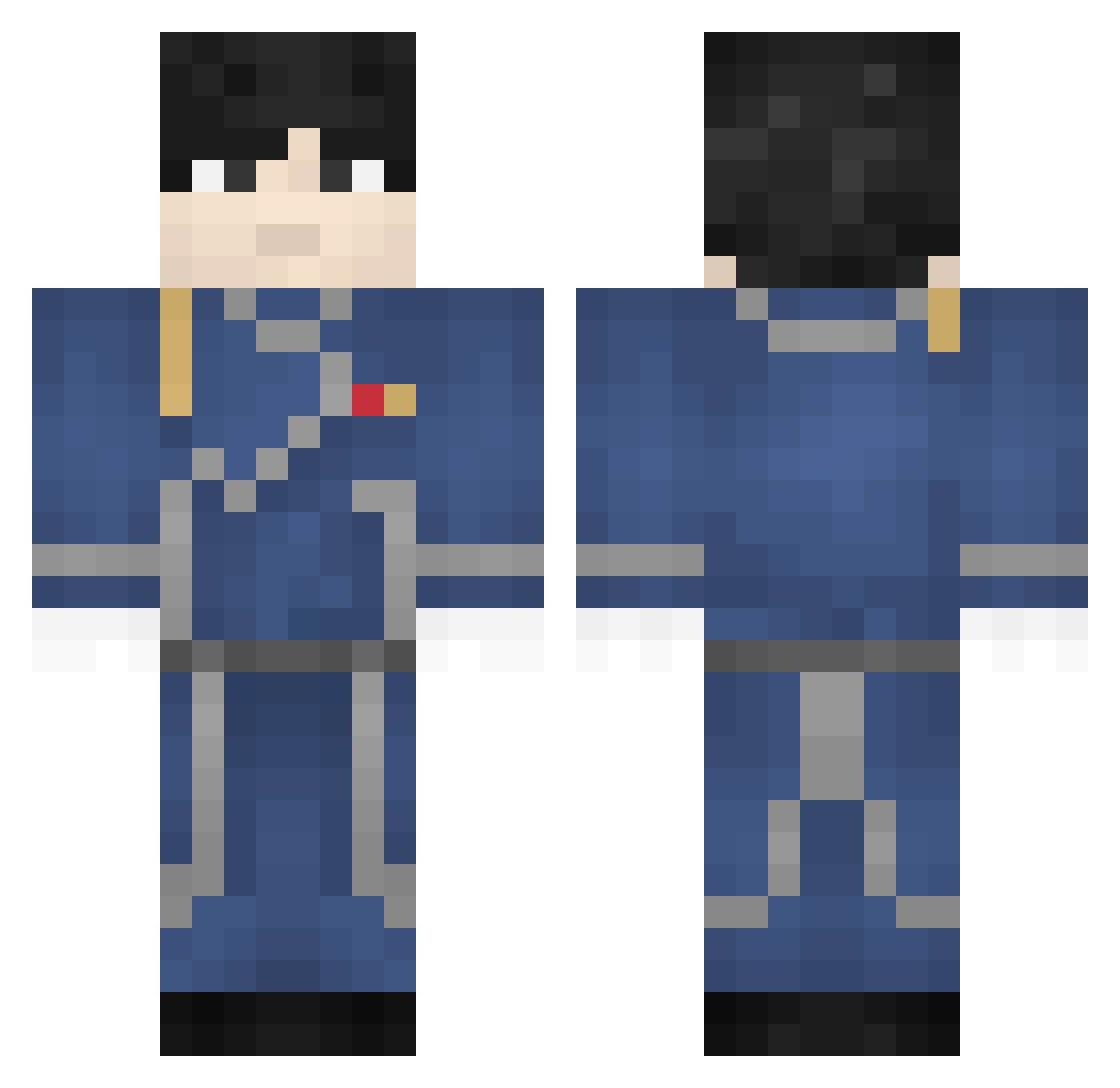 Itaves Minecraft skin, front and back view