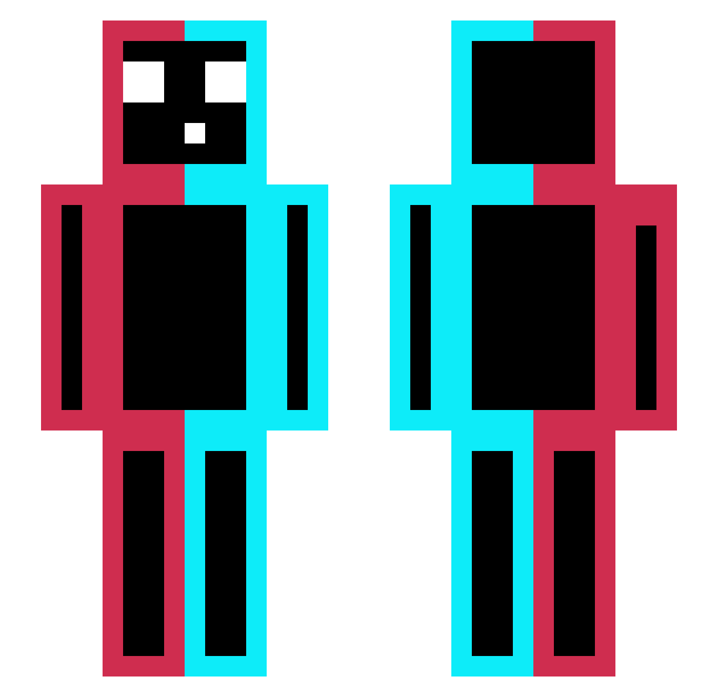 Velamos Minecraft skin, front and back view