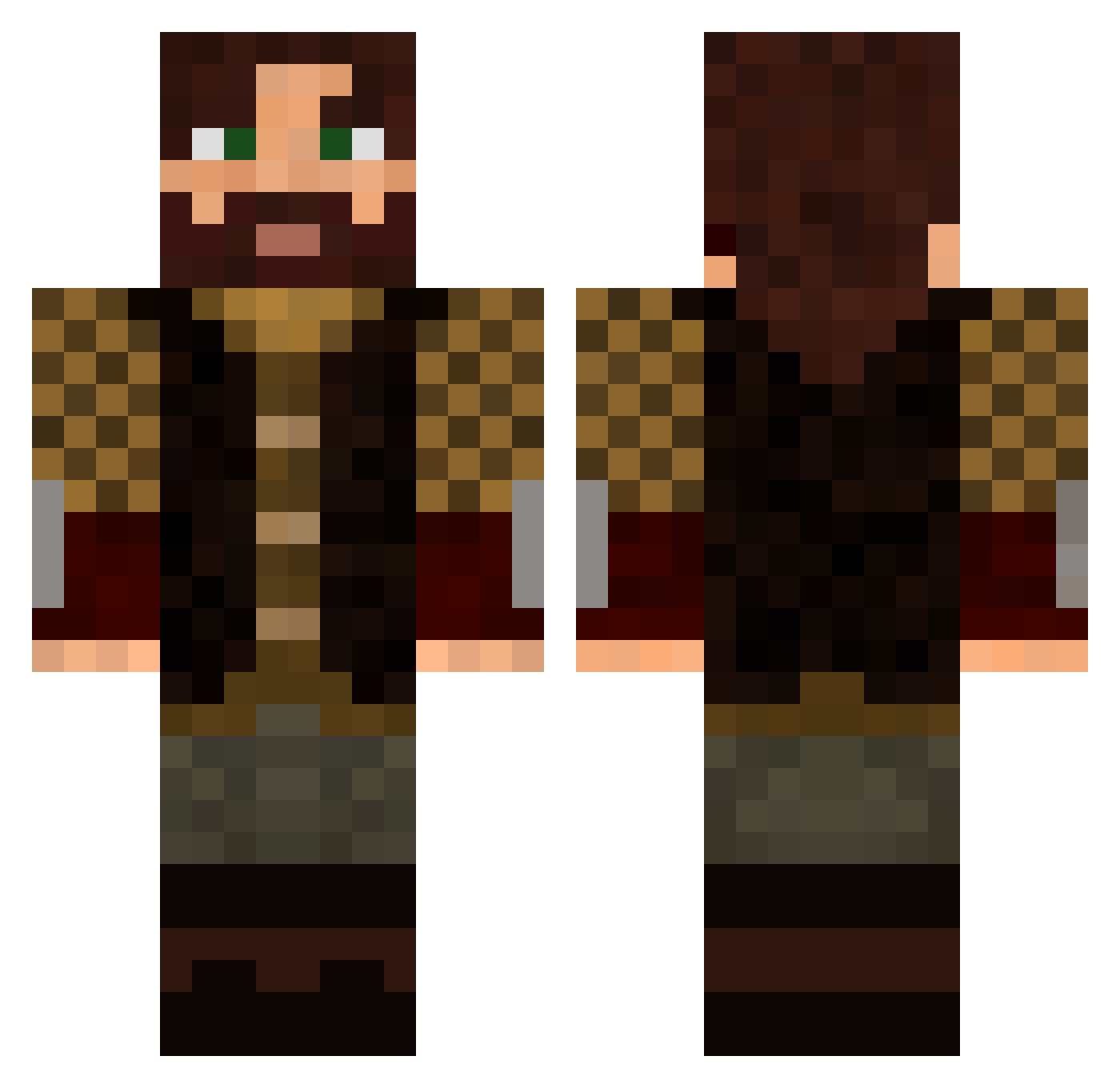 Schubert Minecraft skin, front and back view
