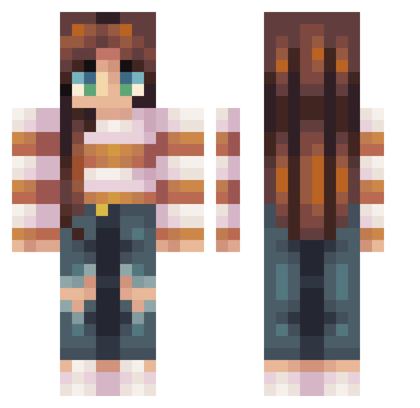 winonah Minecraft skin, front and back view