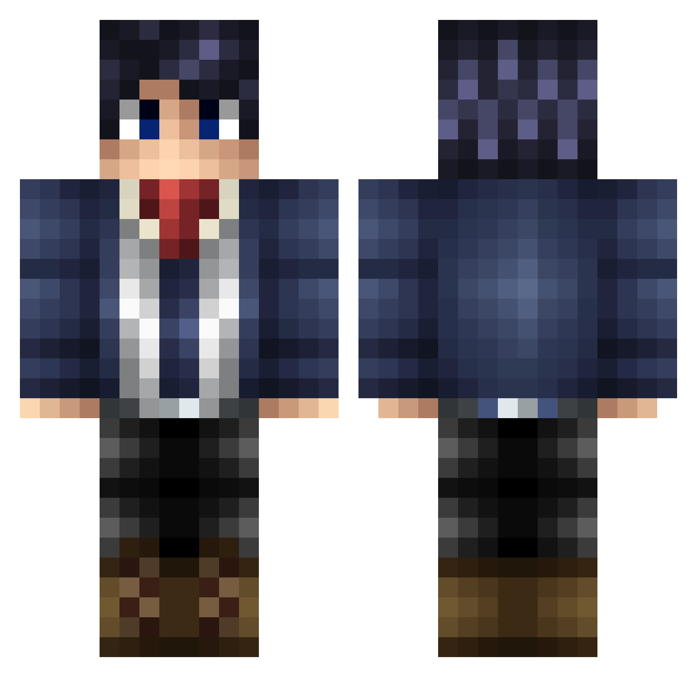Mandolorlan Minecraft skin, front and back view