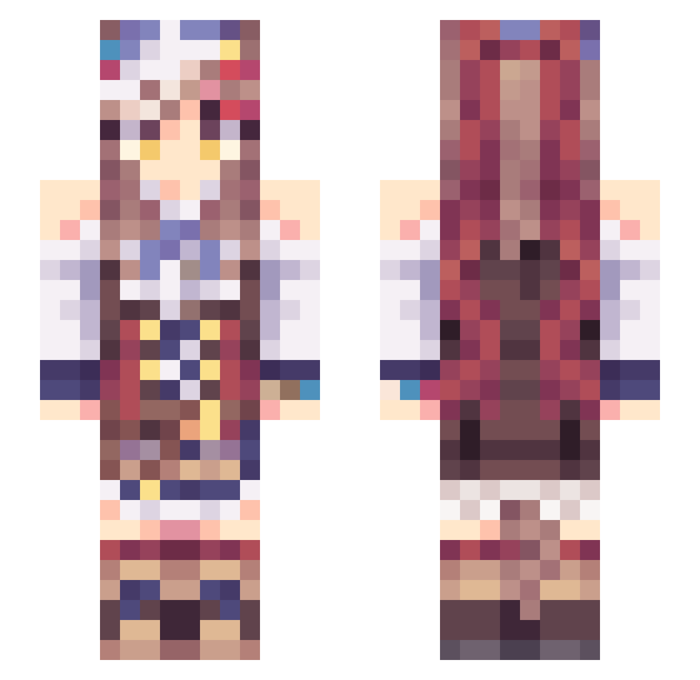 Greasywheel Minecraft skin, front and back view