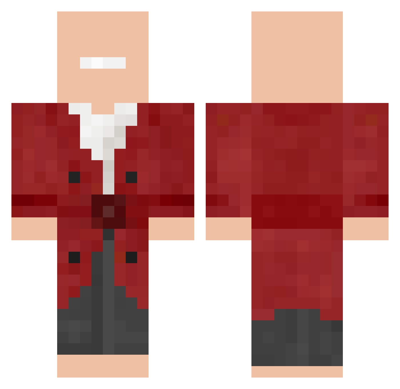 XVlDEO Minecraft skin, front and back view