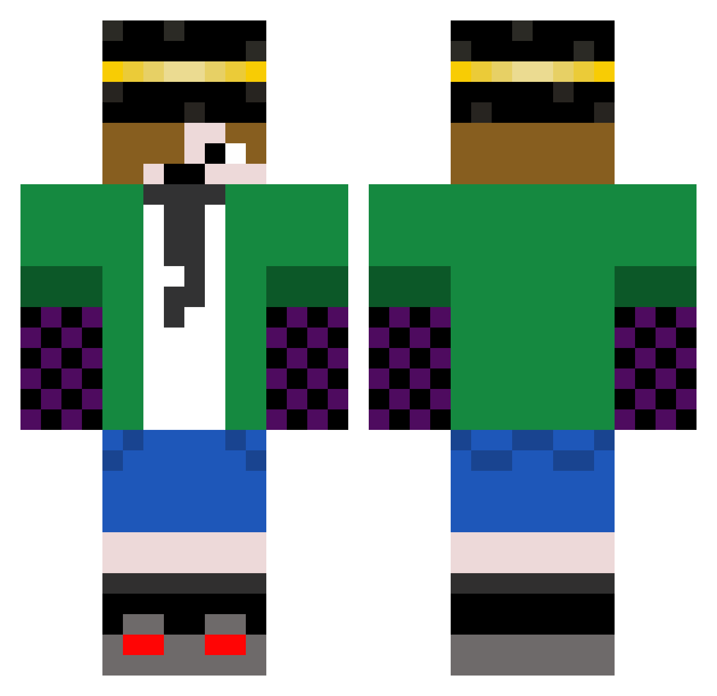 Aver11 Minecraft skin, front and back view