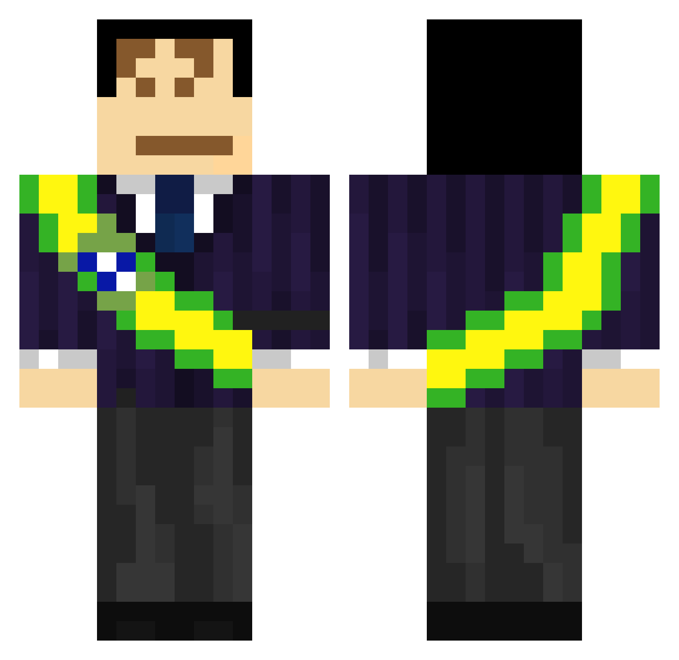 Kaleboide Minecraft skin, front and back view