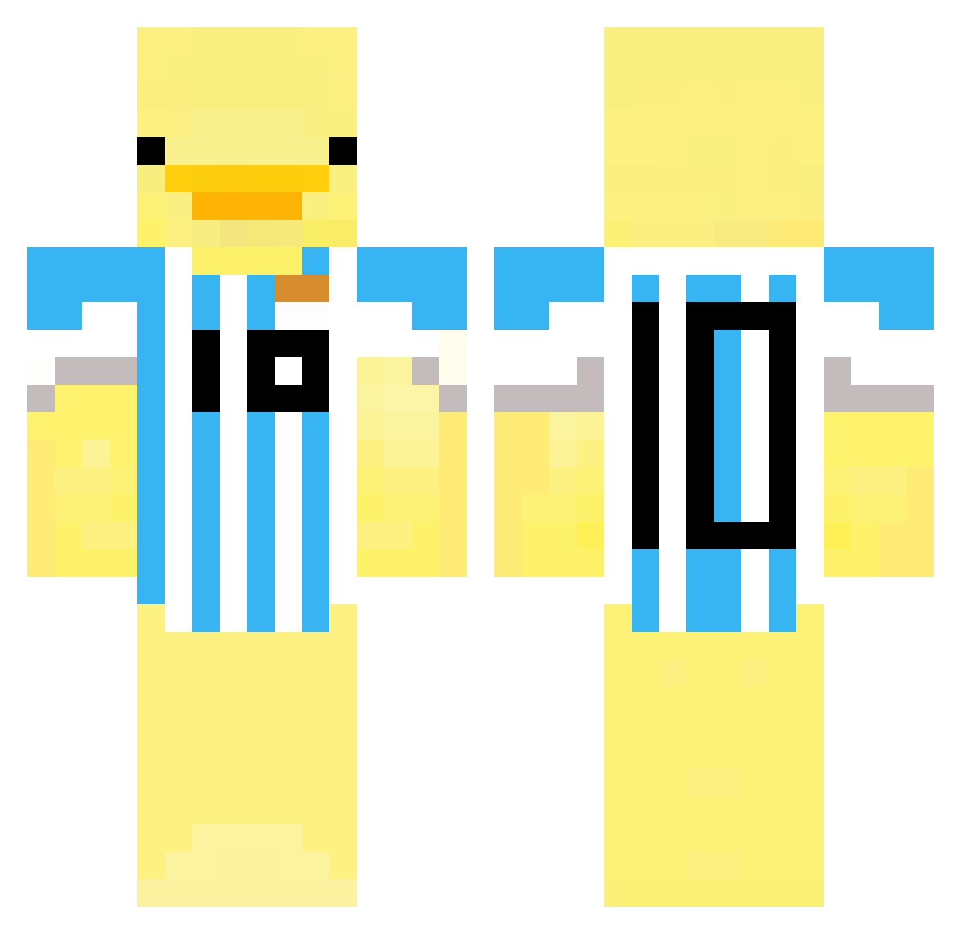 Sseguel Minecraft skin, front and back view
