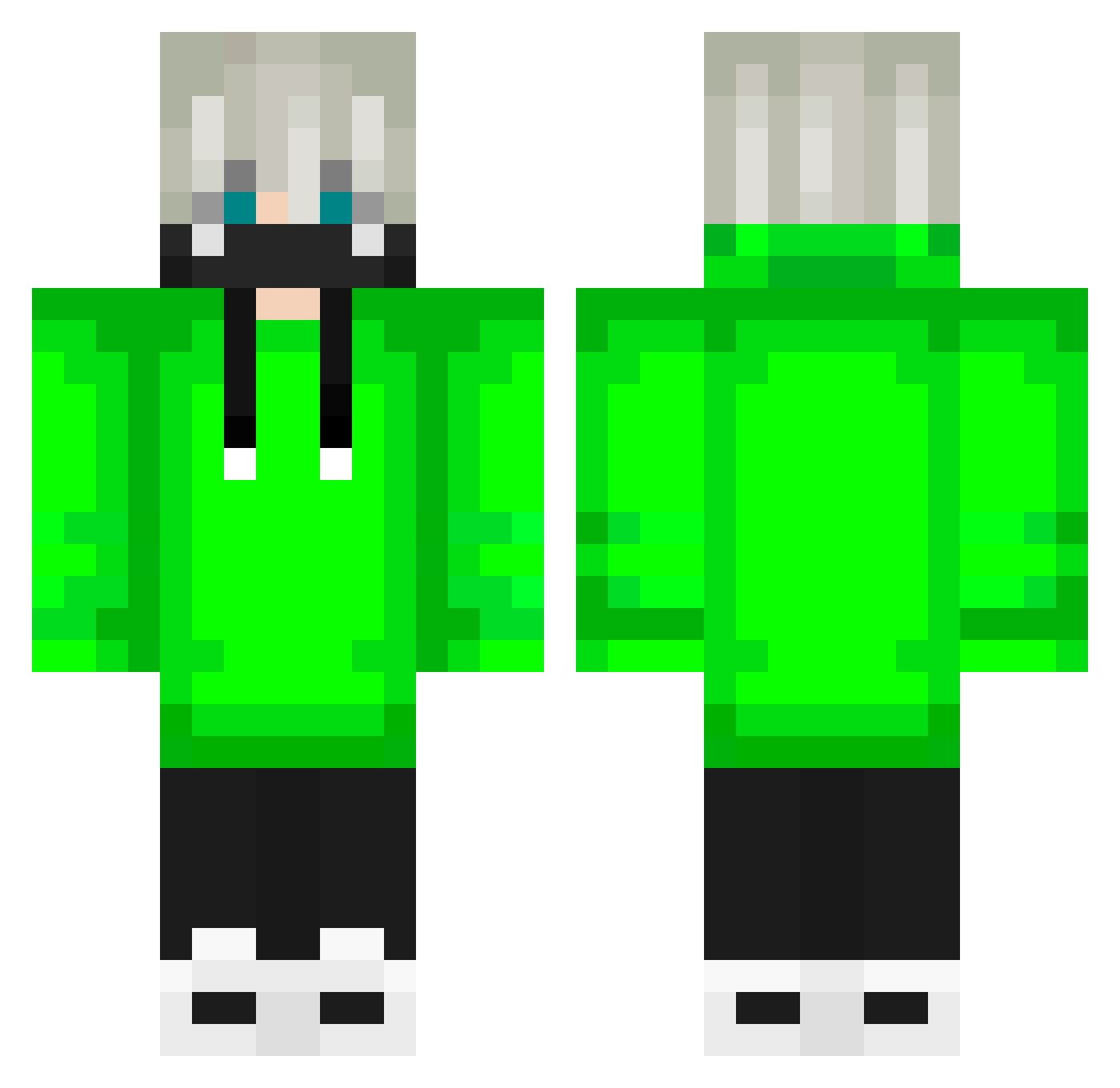 BeExorted Minecraft skin, front and back view