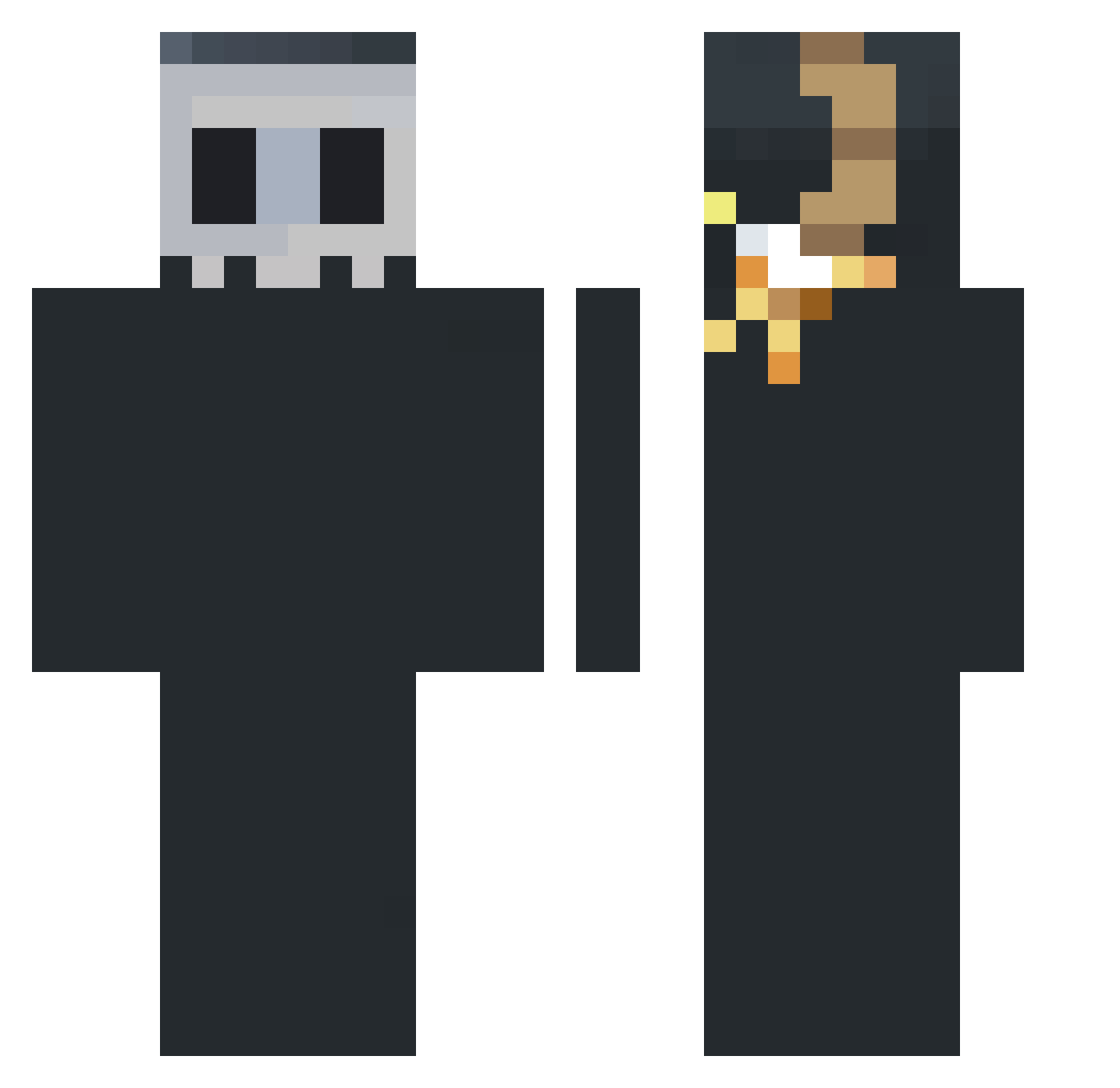 DmzGhost Minecraft skin, front and back view