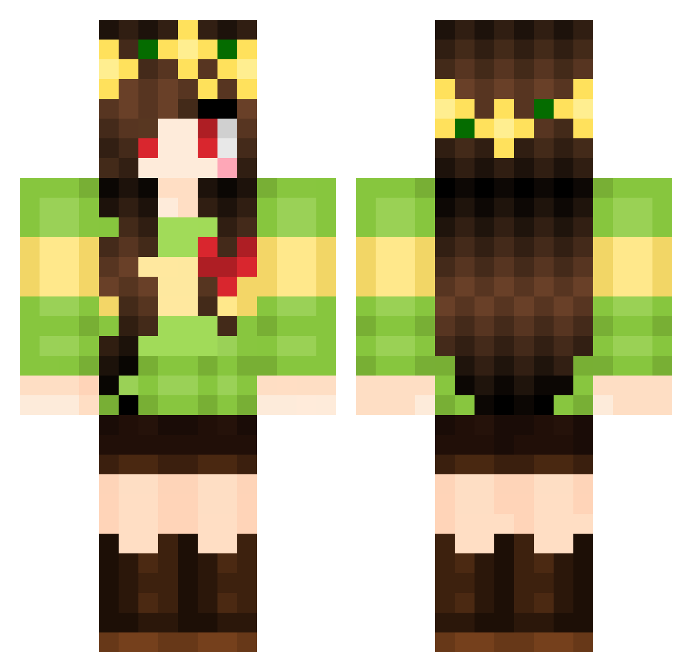 yilanbaligi Minecraft skin, front and back view