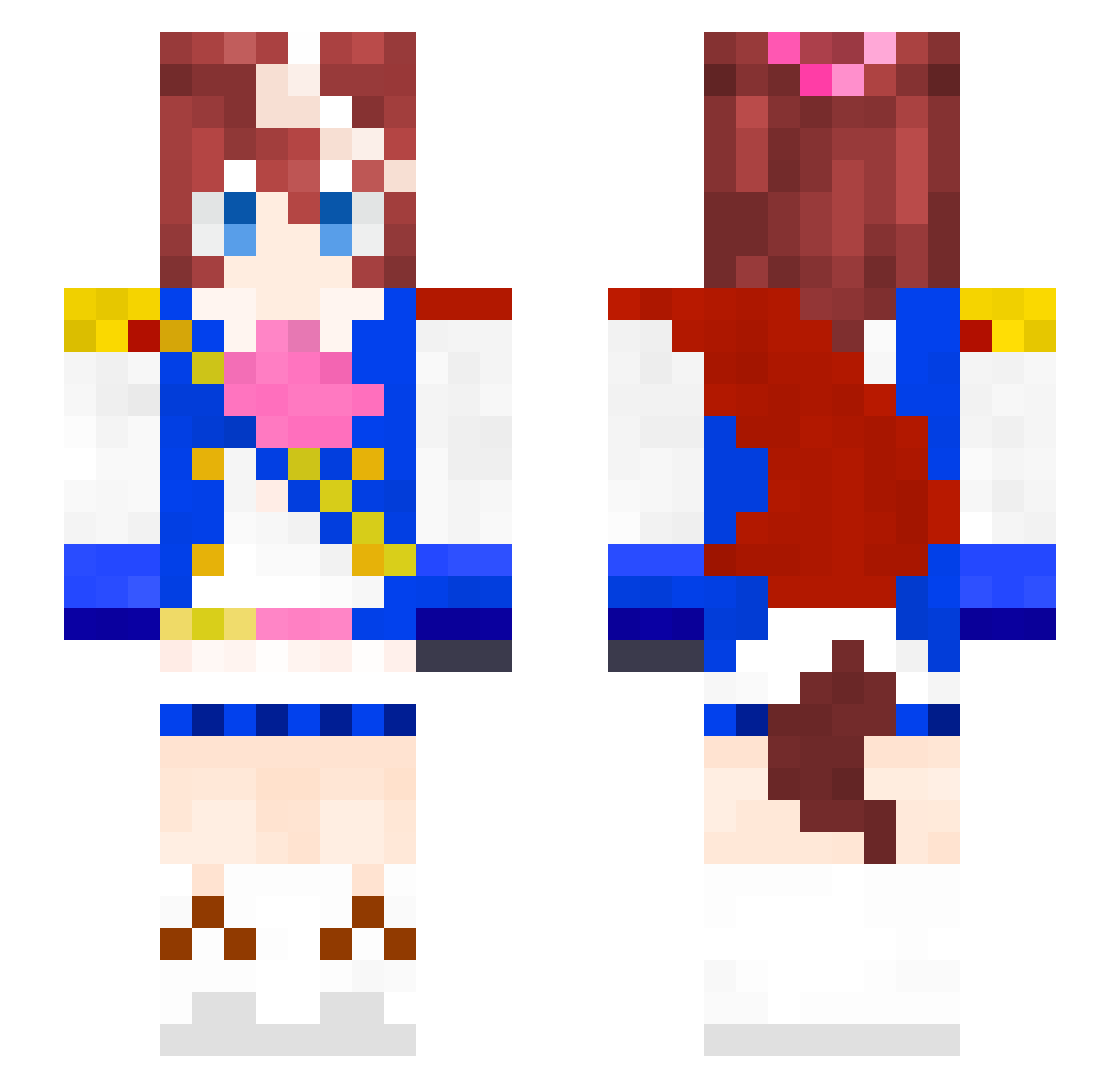 xOkita Minecraft skin, front and back view
