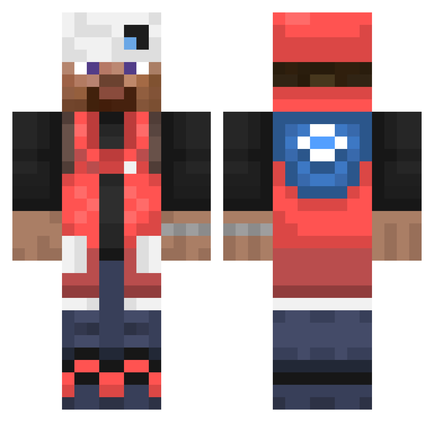 Renacabe Minecraft skin, front and back view