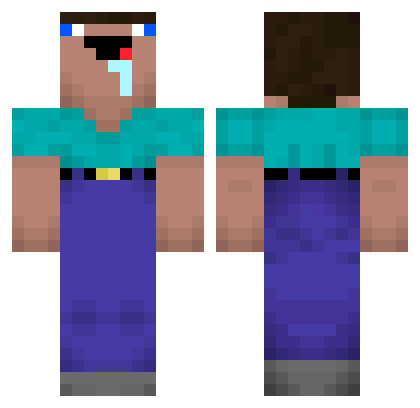 ItsLizardTime Minecraft skin, front and back view