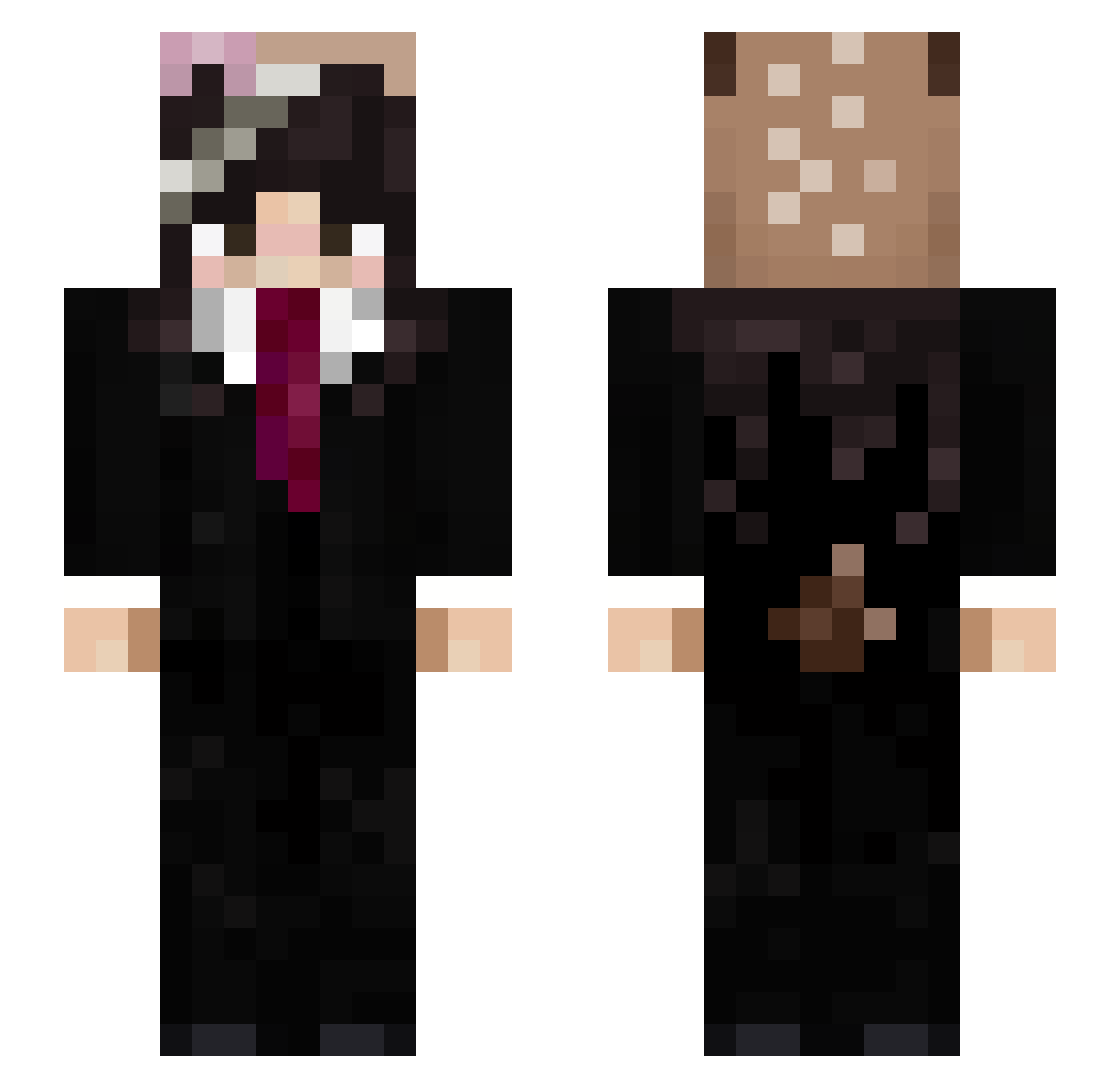PrincessEztli Minecraft skin, front and back view