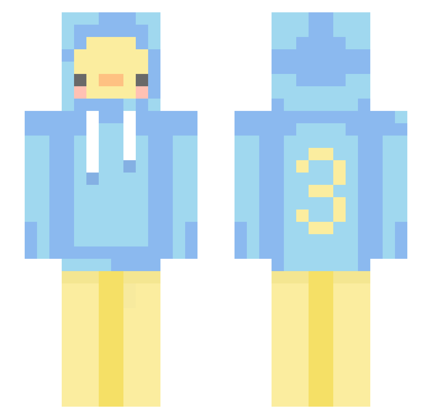 qingwawuzhi Minecraft skin, front and back view