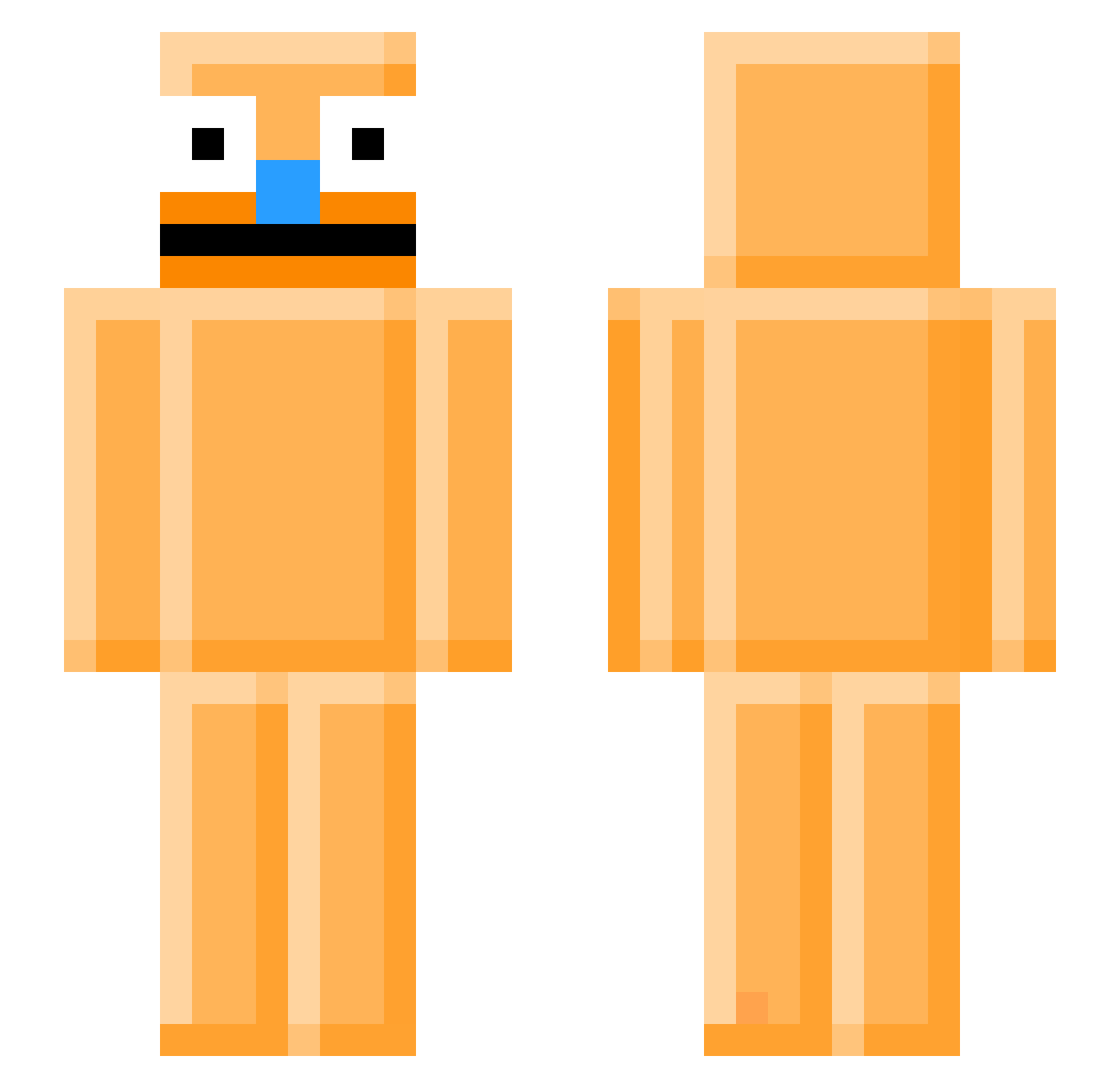 rakeys Minecraft skin, front and back view