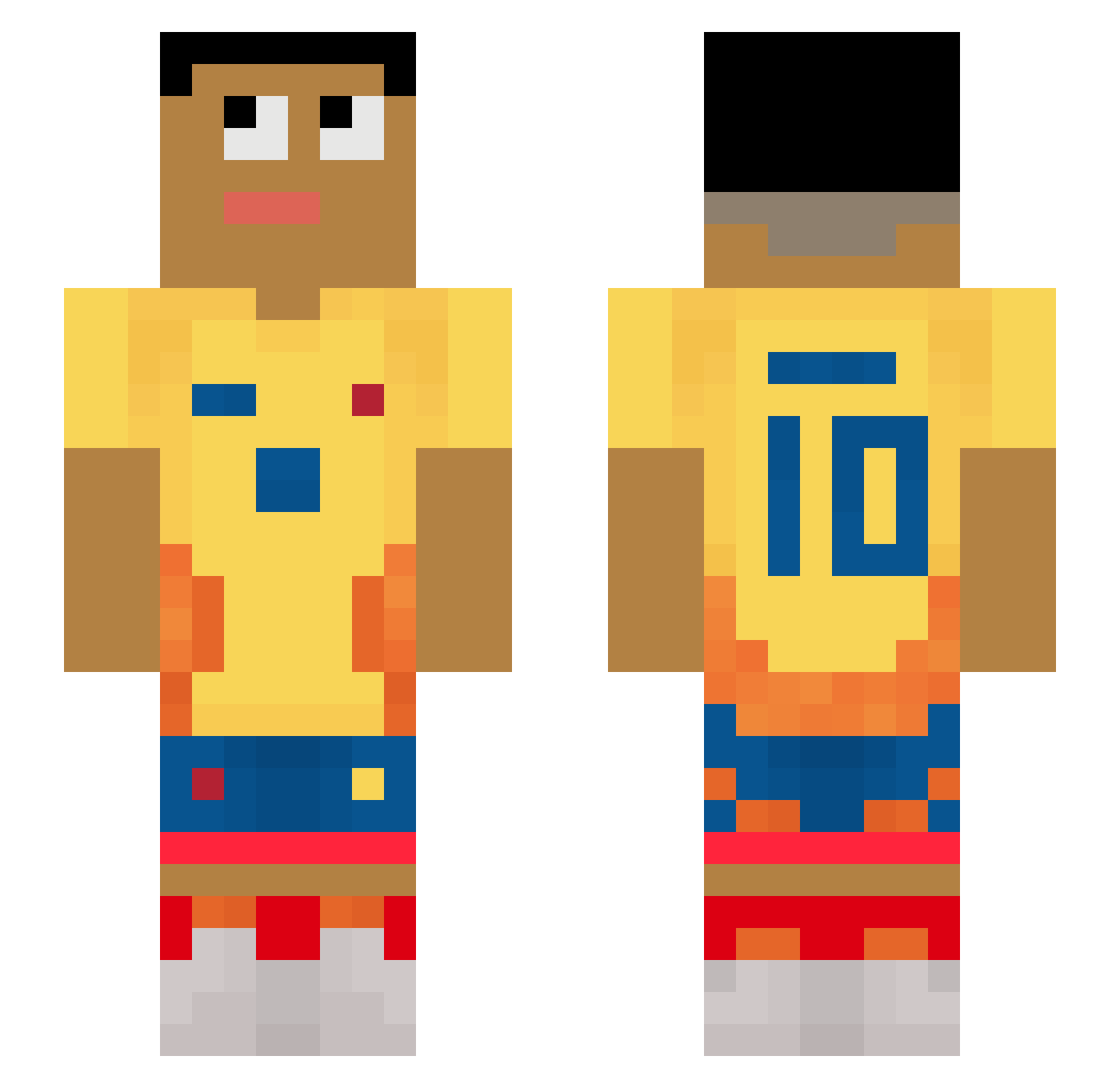 MCBPablo Minecraft skin, front and back view